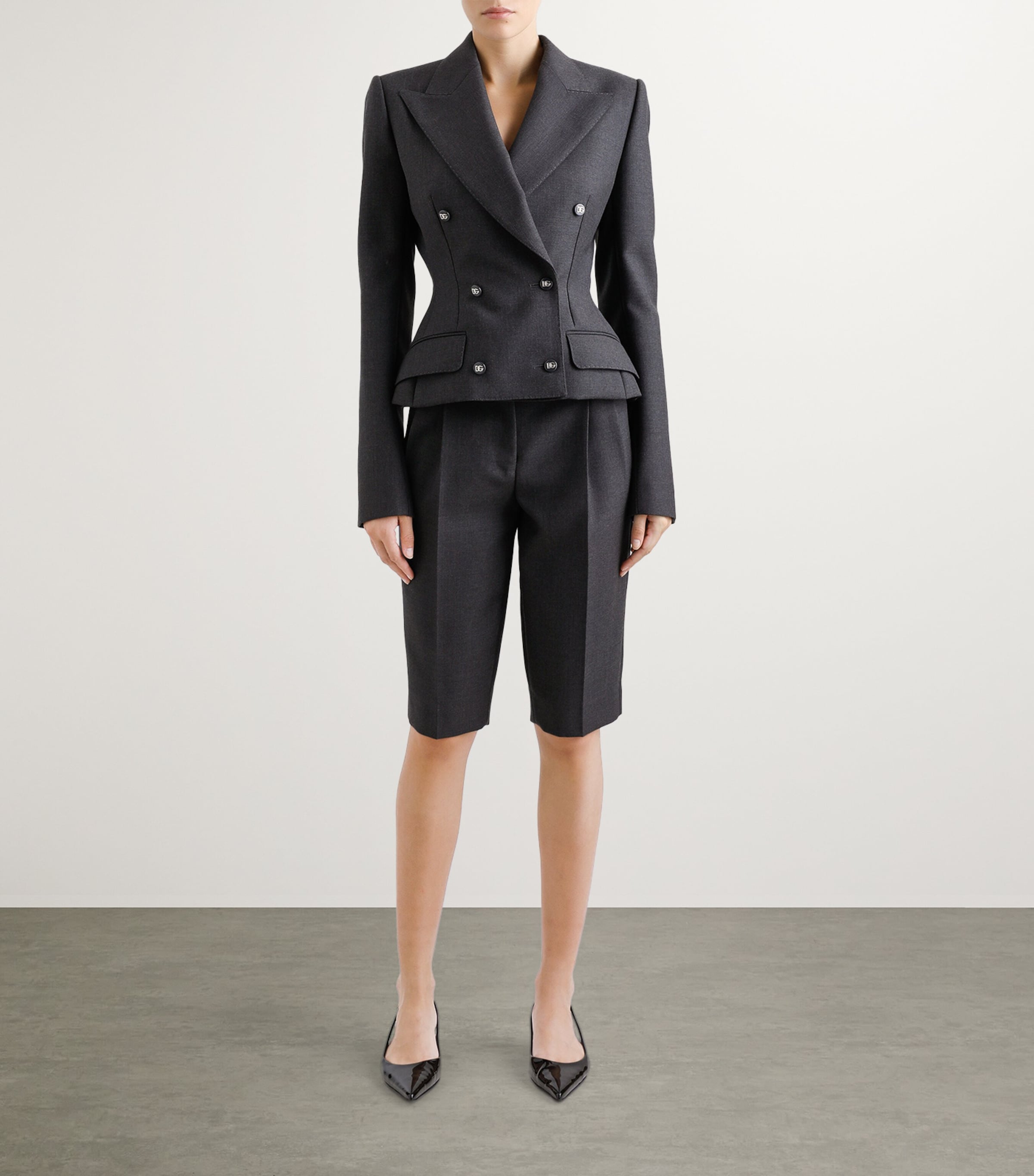 Virgin Wool Fitted Blazer S8290-MELANGE GREY Image 2