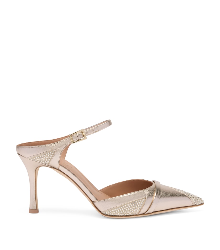 Malone Souliers Metallic Leather Embellished Uma Mules 80 Champagne Image 1