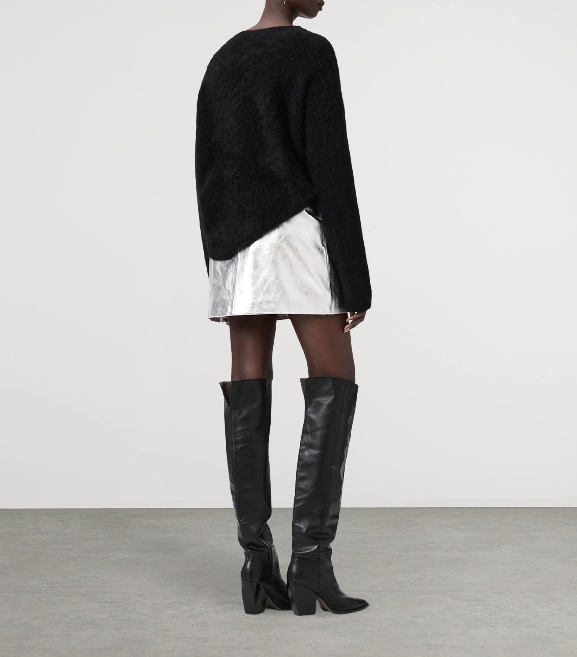 Metallic Leather Renai Mini Skirt SILVER Image 4