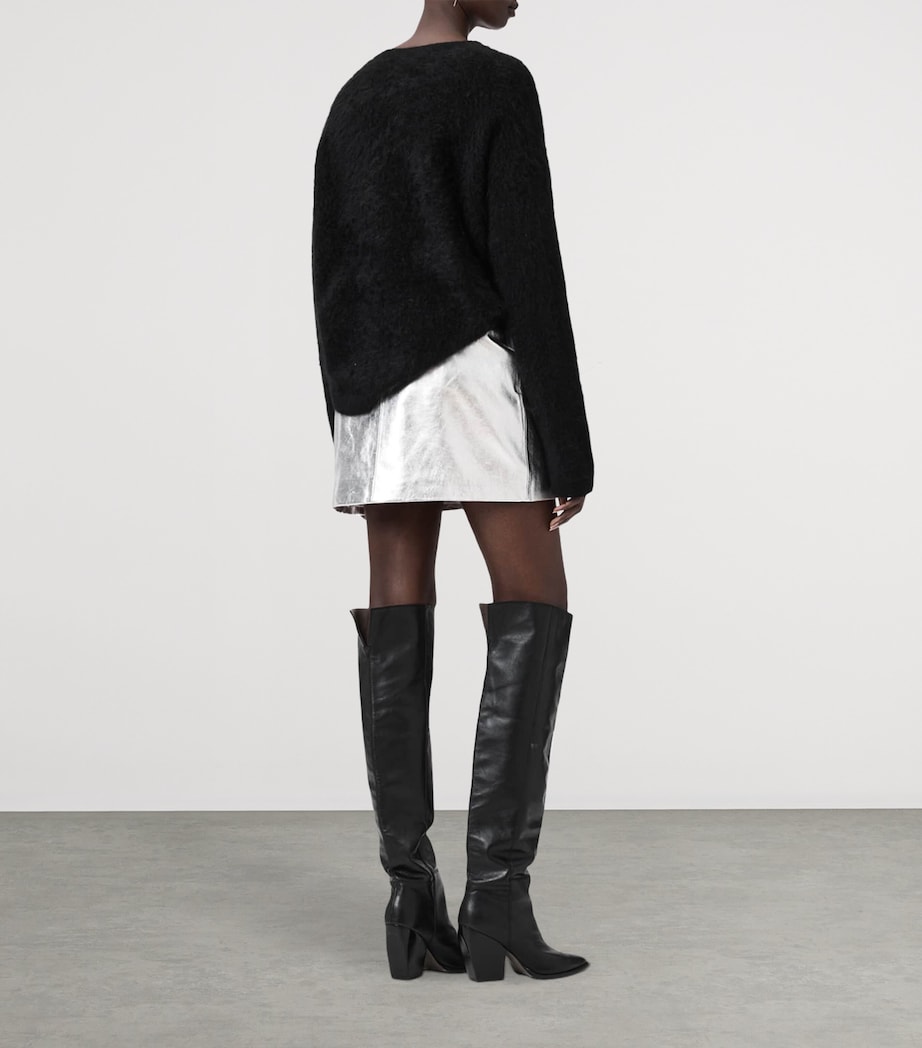 Metallic Leather Renai Mini Skirt SILVER Image 4