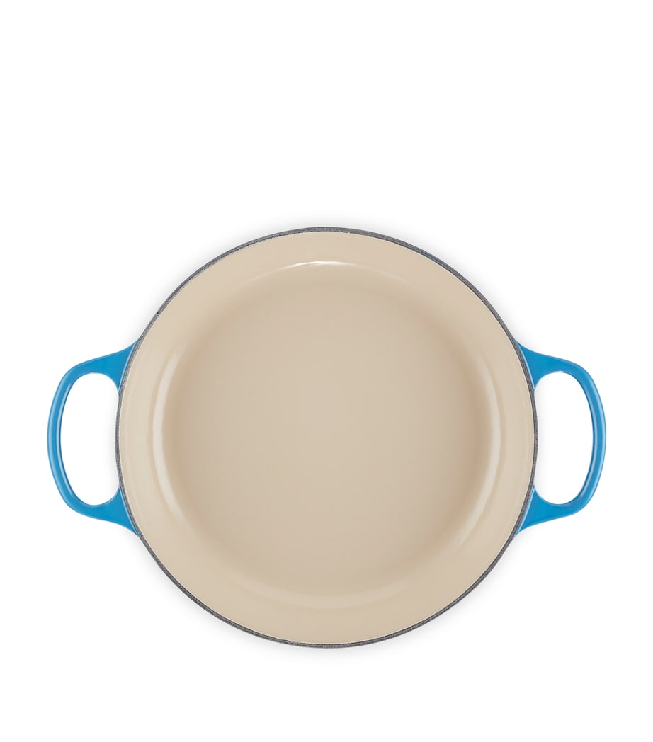Le Creuset Cast Iron Shallow Round Casserole Dish (26cm) Azure Blue Image 4