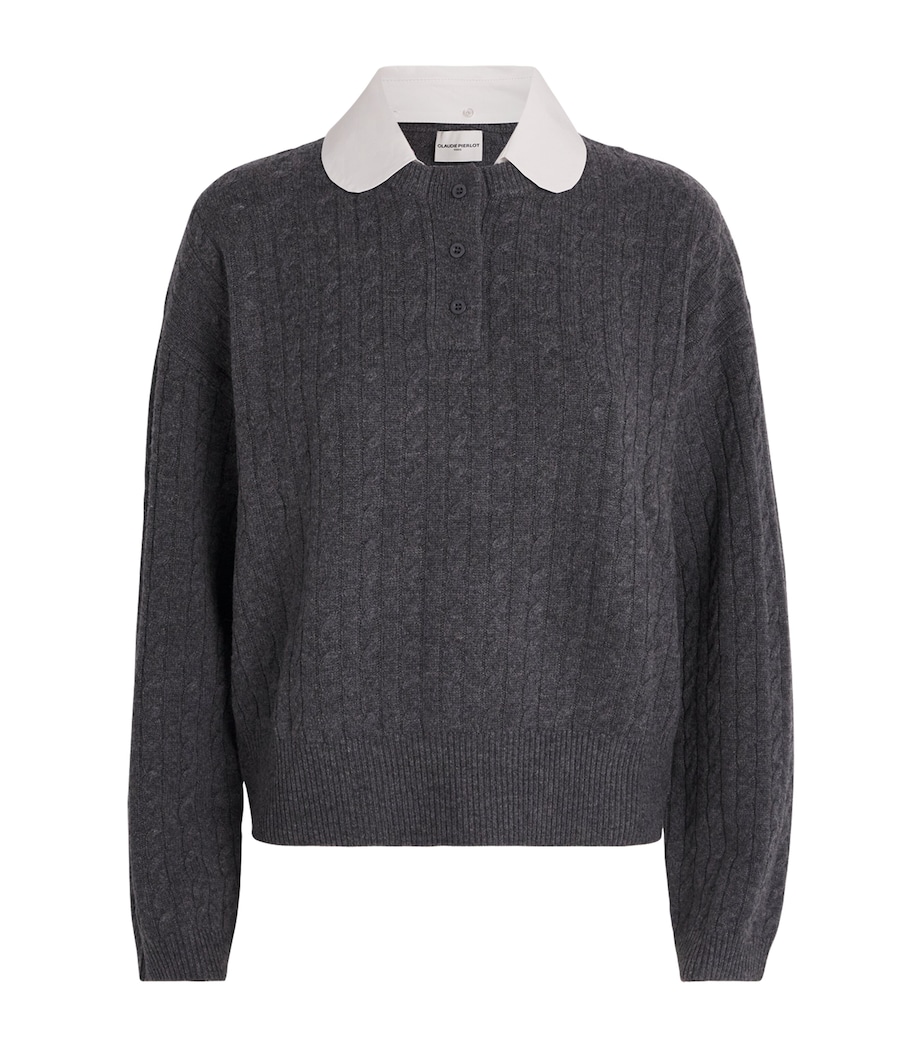 Wool-Cashmere Peter Pan Collar Sweater MOTTLED GREY Image 1