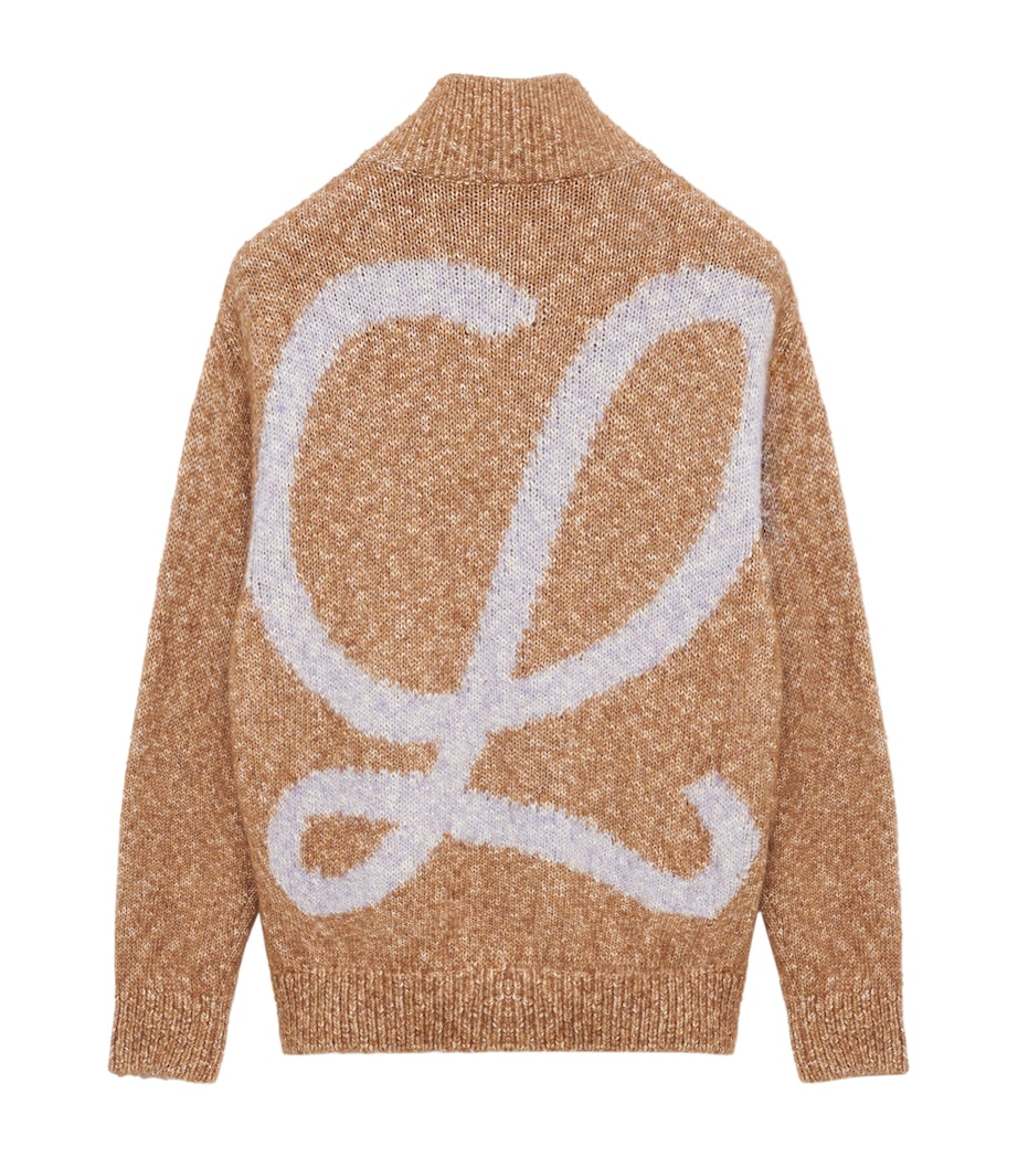 Jacquard Anagram Zip-Up Relaxed Cardigan BEIGE Image 6