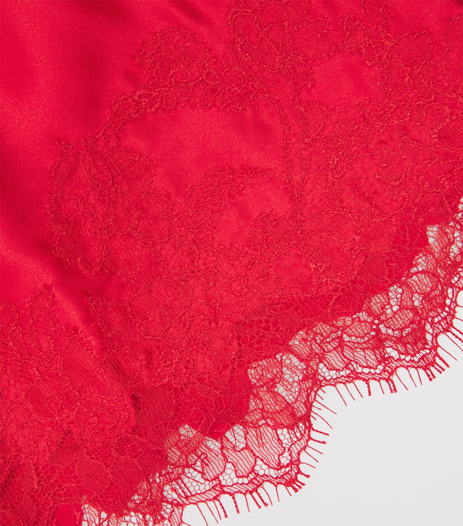 TORLOWEI Womens Silk-Lace Shorts Ruby/ruby Image 5