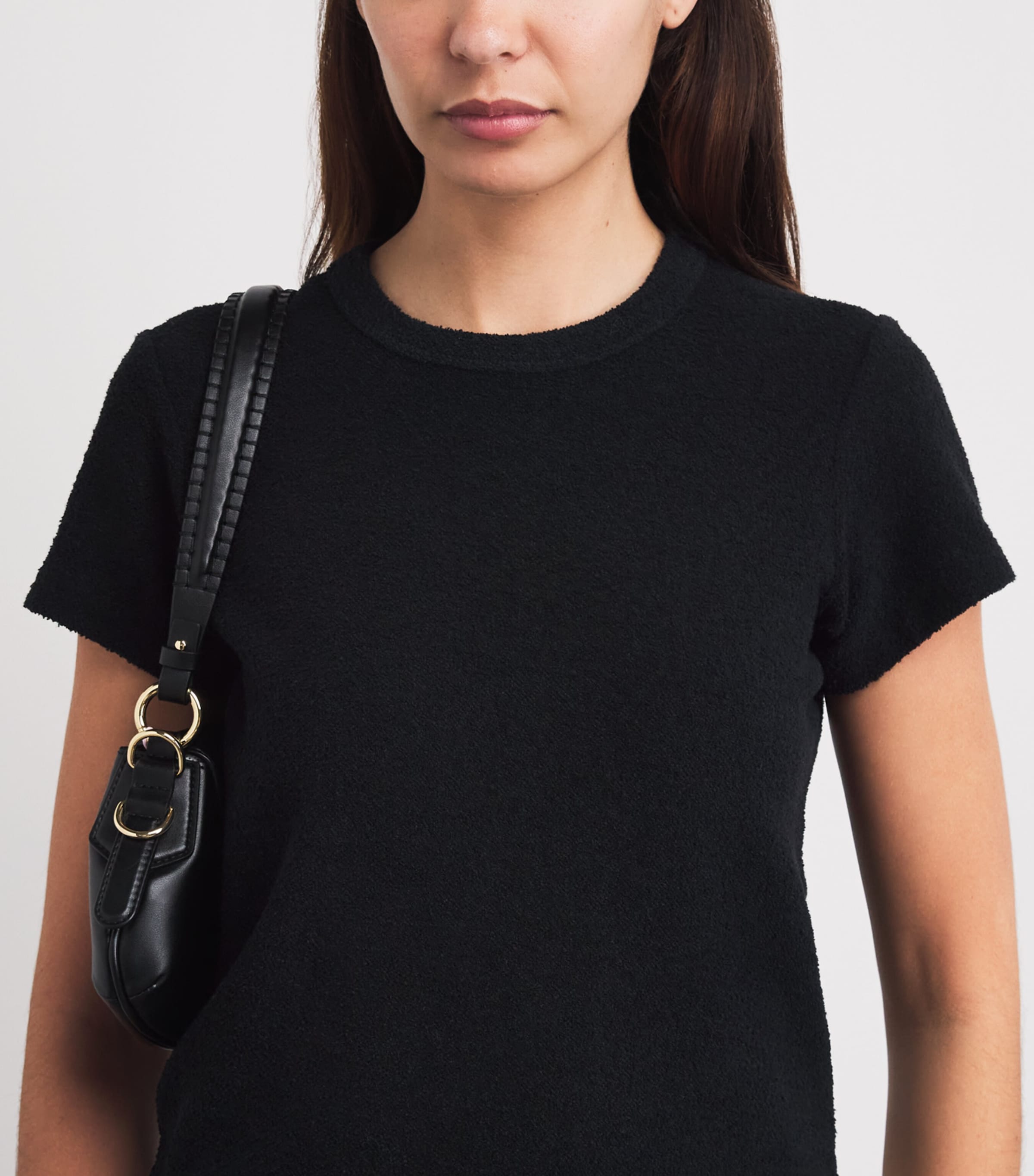 ME+EM Womens Cotton-Blend Knitted T-Shirt Black Image 3