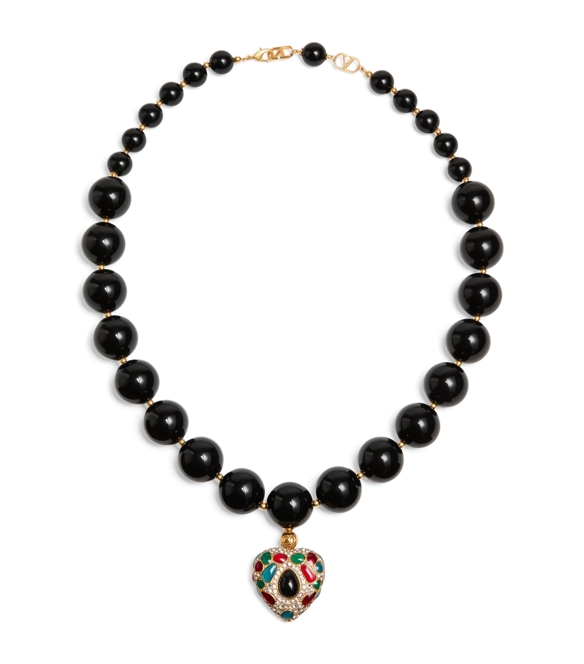 アクセサリーその他 Valentino Garavani Black Coeur  pearl necklace Valentino Garavani Black Necklace | italist