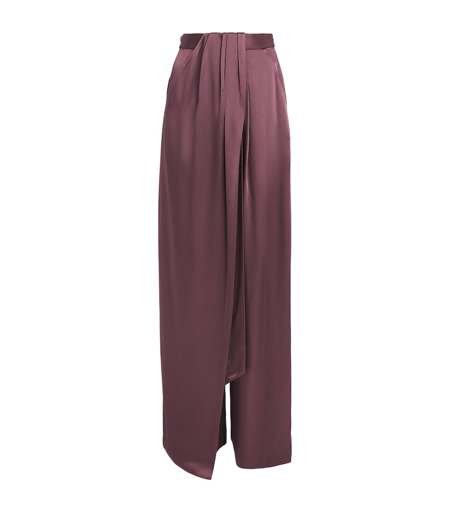LAPOINTE Womens Satin Wide-Leg Trousers Dark Mauve Image 1