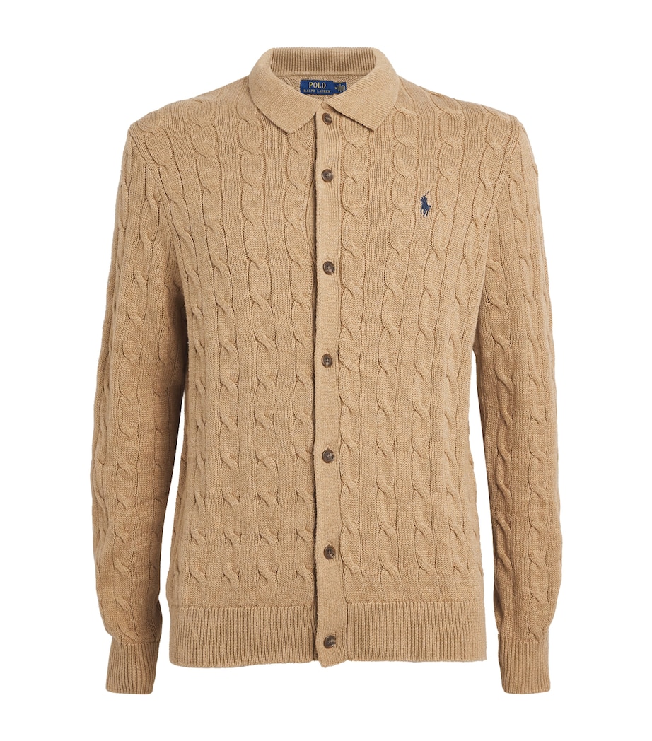 Cotton Cable-Knit Cardigan BROWN Image 1