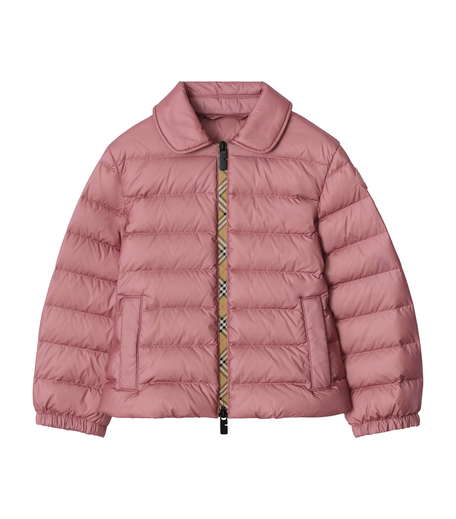 Down Check-Trim Puffer Jacket (3-12 Years) SWEETPEA PINK Image 1