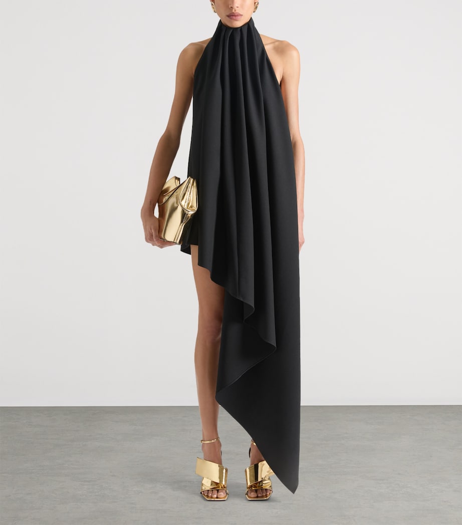 Wool Halterneck Midi Dress BLACK Image 2