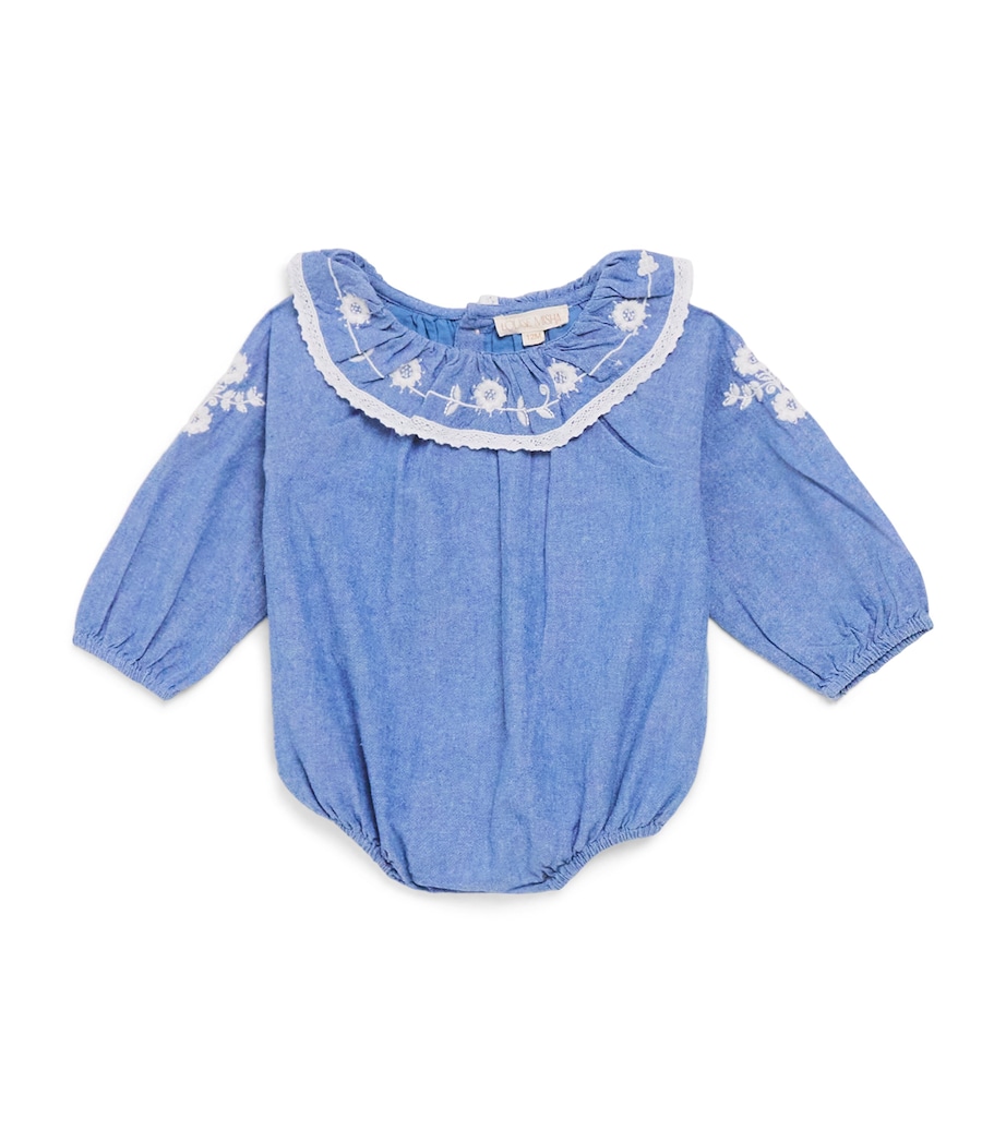 Cotton Embroidered Ilani Bodysuit (3-24 Months) BLUE CHAMBRAY Image 1