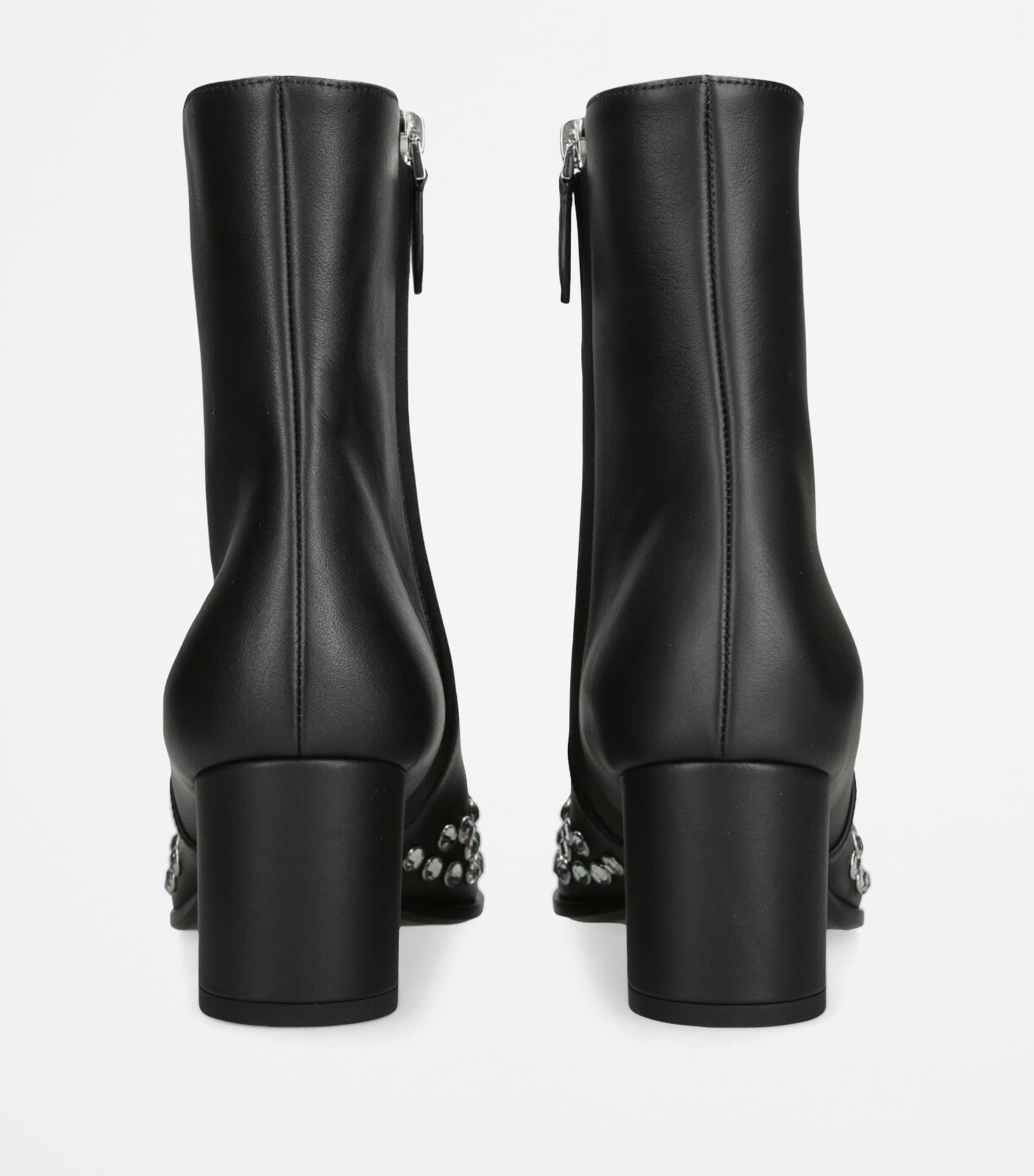 Alaïa Leather Strass Heeled Boots 60 Black/comb Image 2