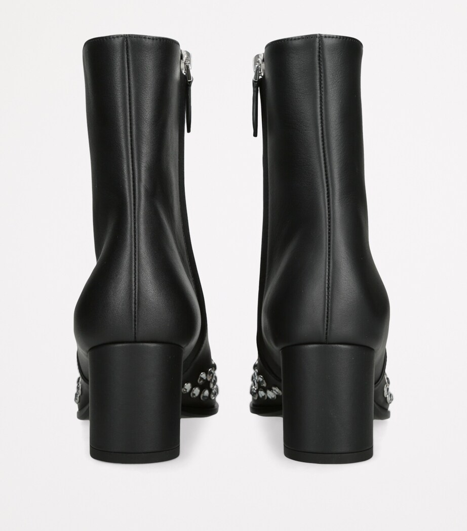 Alaïa Leather Strass Heeled Boots 60 Black/comb Image 2