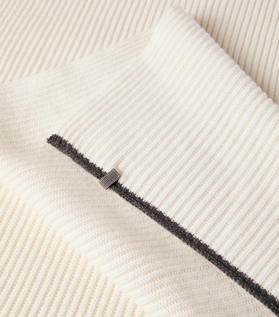 Brunello Cucinelli Cashmere Ribbed Monili-Detail Scarf Image 4