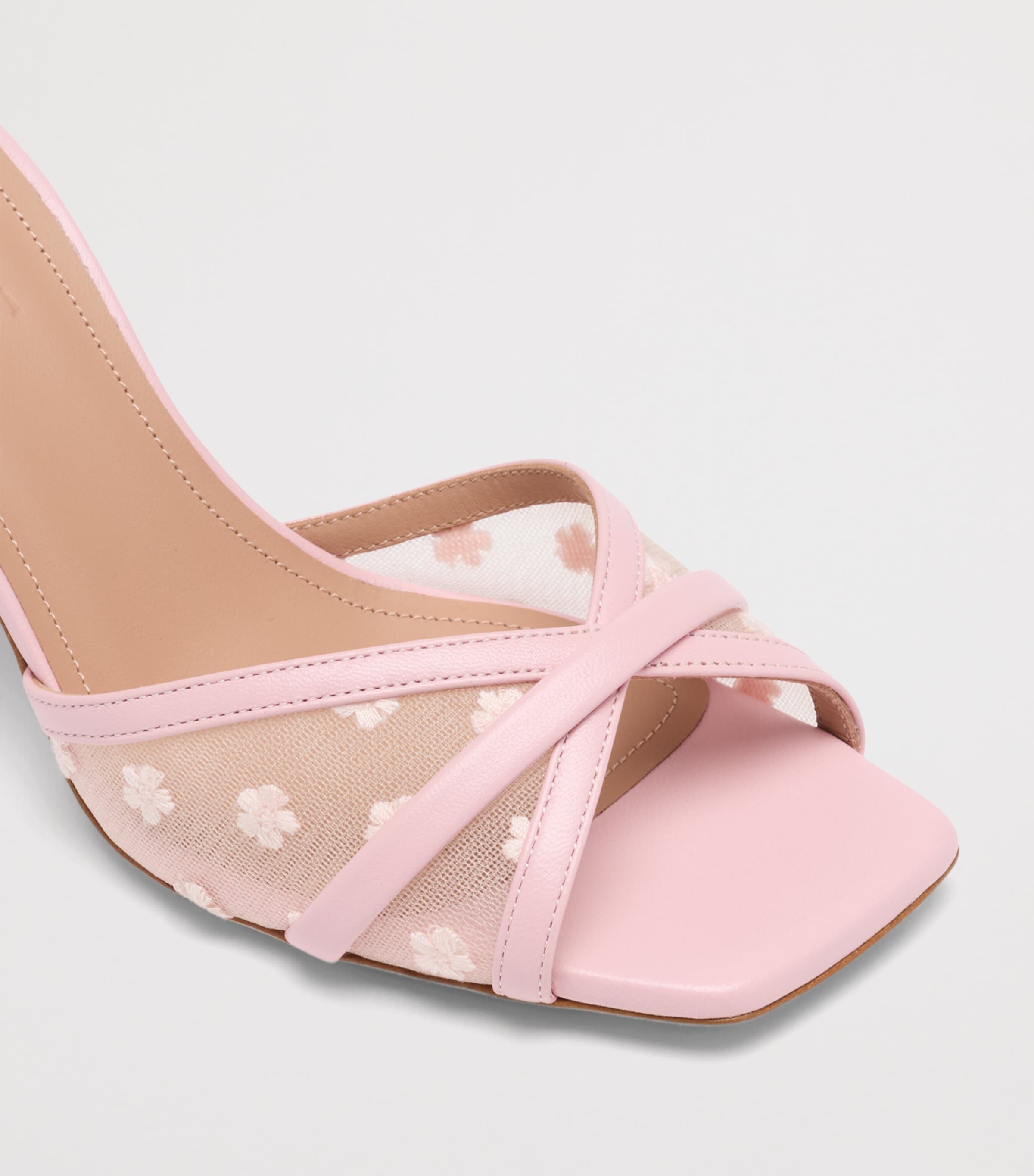 Malone Souliers Mesh-Leather Perla Mules 70 Peony Image 5