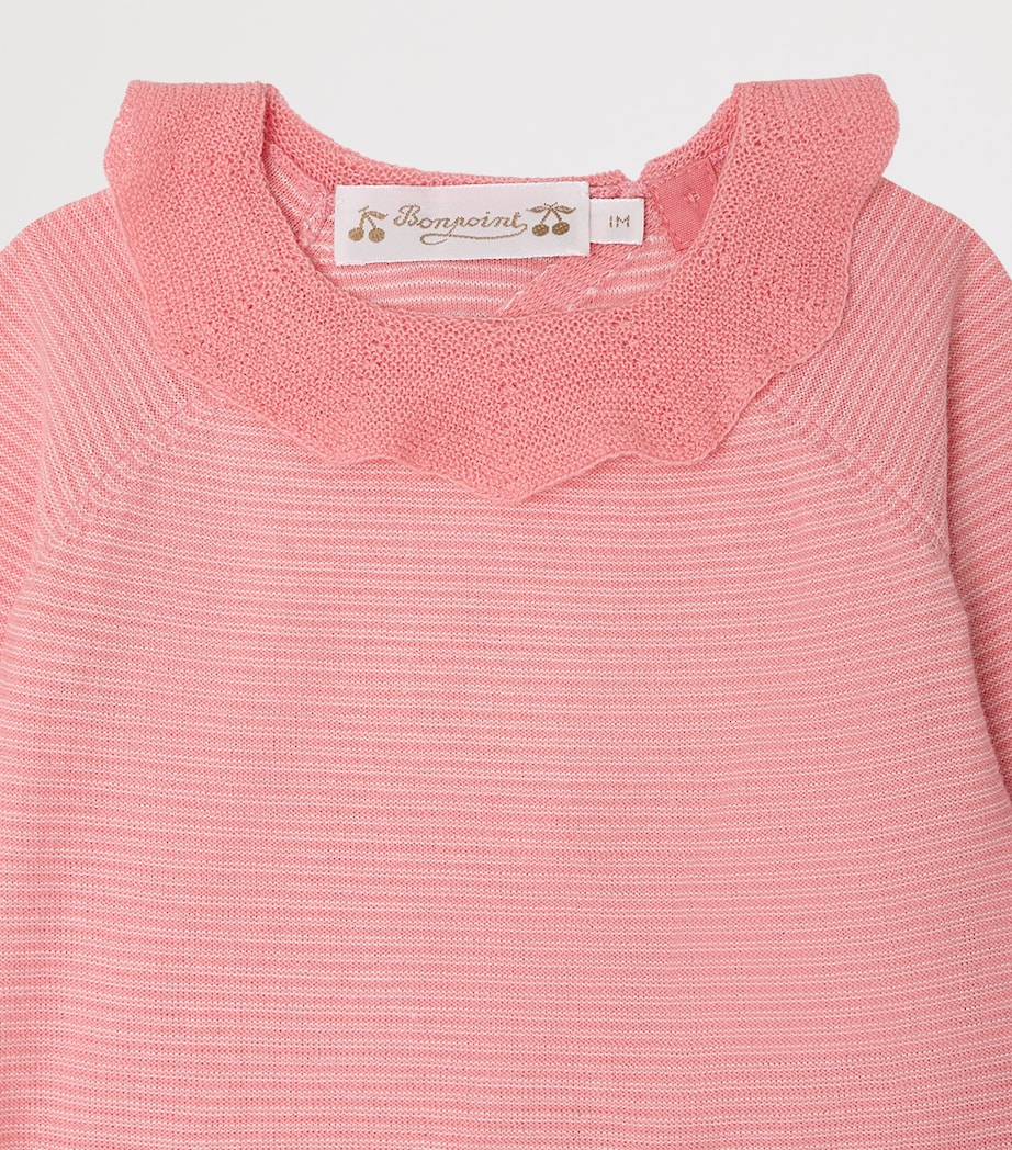 Bonpoint Cotton Anisa Sweater and Trousers Set (1-18 Months) Rayures Rose Bonbon Image 3