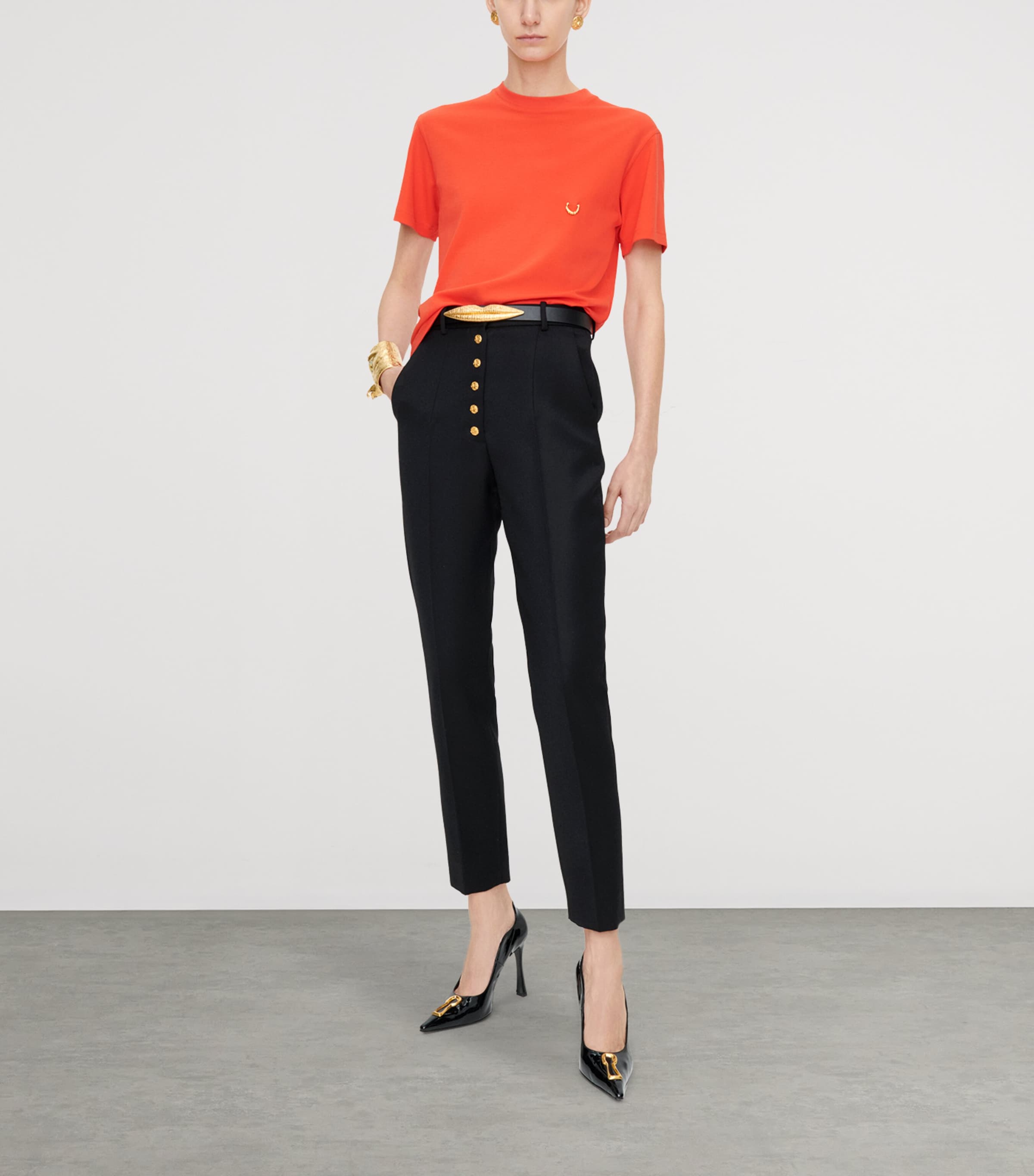 Schiaparelli Womens Cotton Pierced T-Shirt Red Image 3