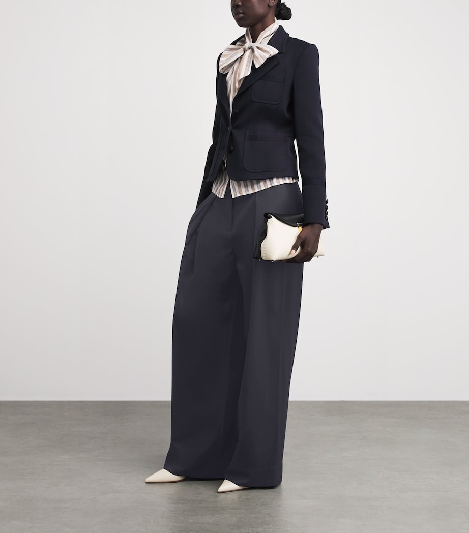 ME+EM Womens Wool Pleated Tapered Trousers Navy Image 2