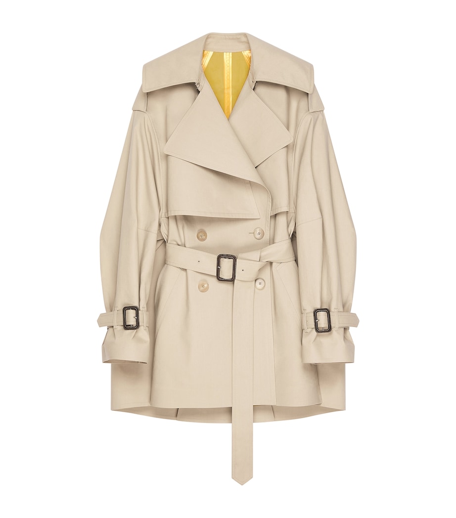 Cropped Cotton Trench Coat BEIGE/MUSTARD Image 1