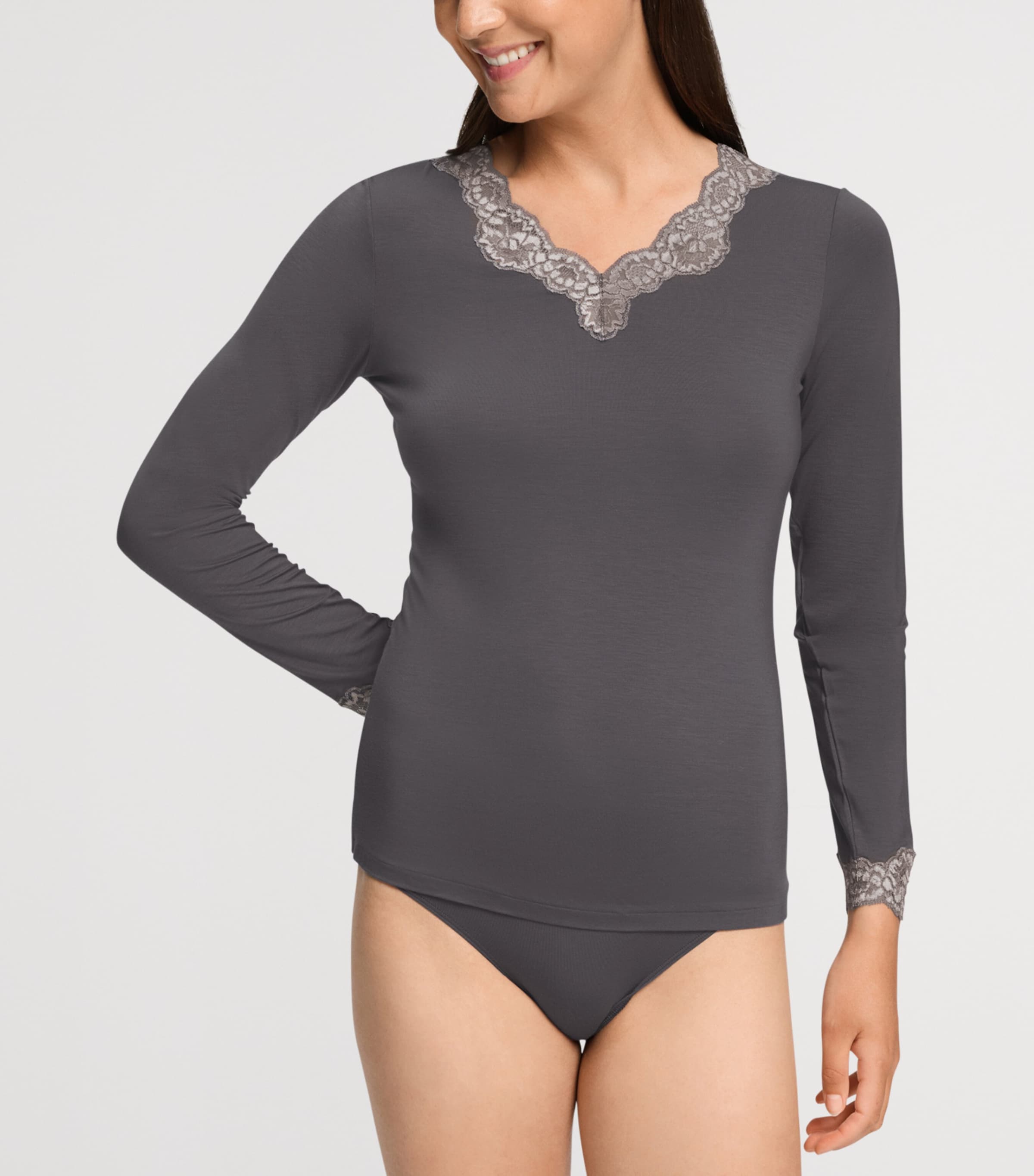 Hanro Womens Lace-Trim Long-Sleeve T-Shirt Boulevard Image 4