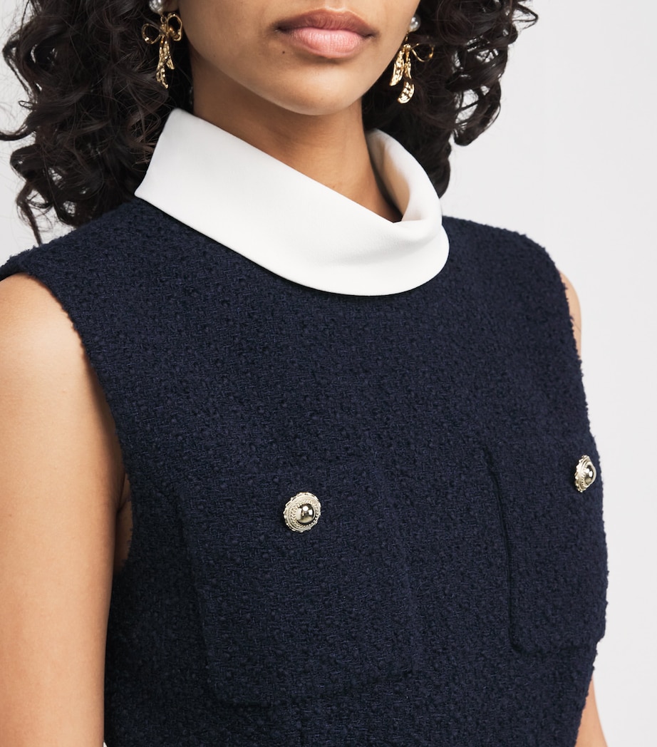 Bouclé-Chiffon Mini Dress BLUE Image 6