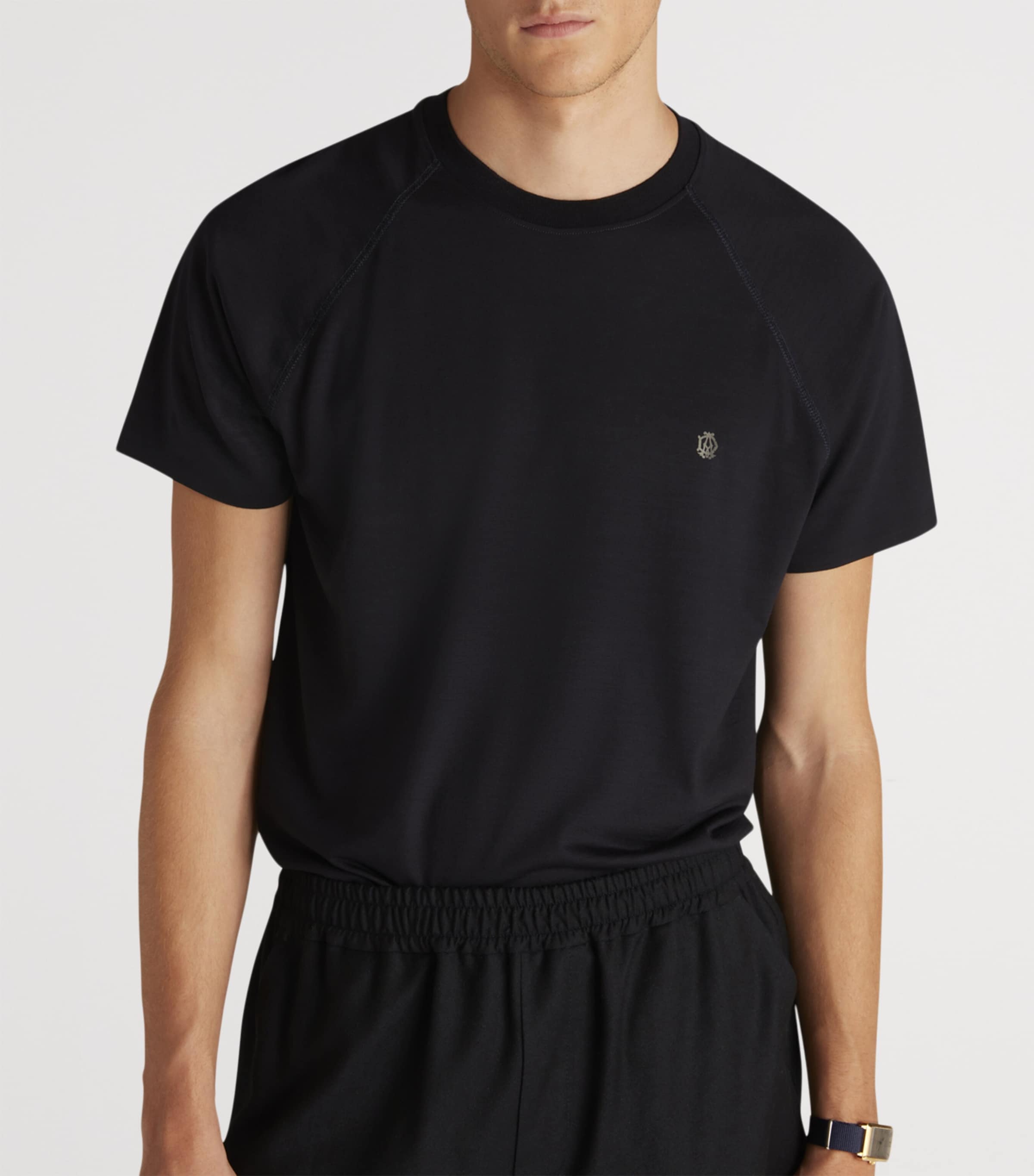 Dunhill Mens Wool Athluxury Short-Sleeve T-Shirt Navy Image 4
