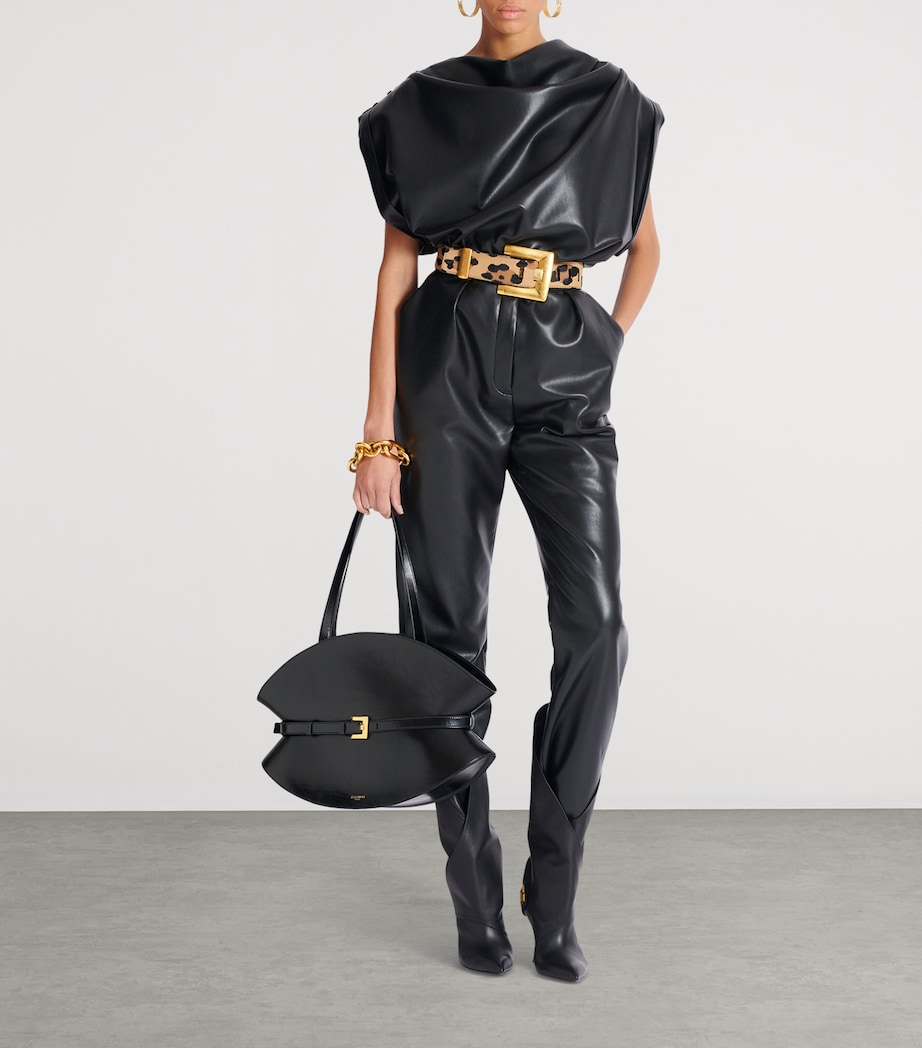 Faux Leather Draped Top 0PA NOIR Image 6