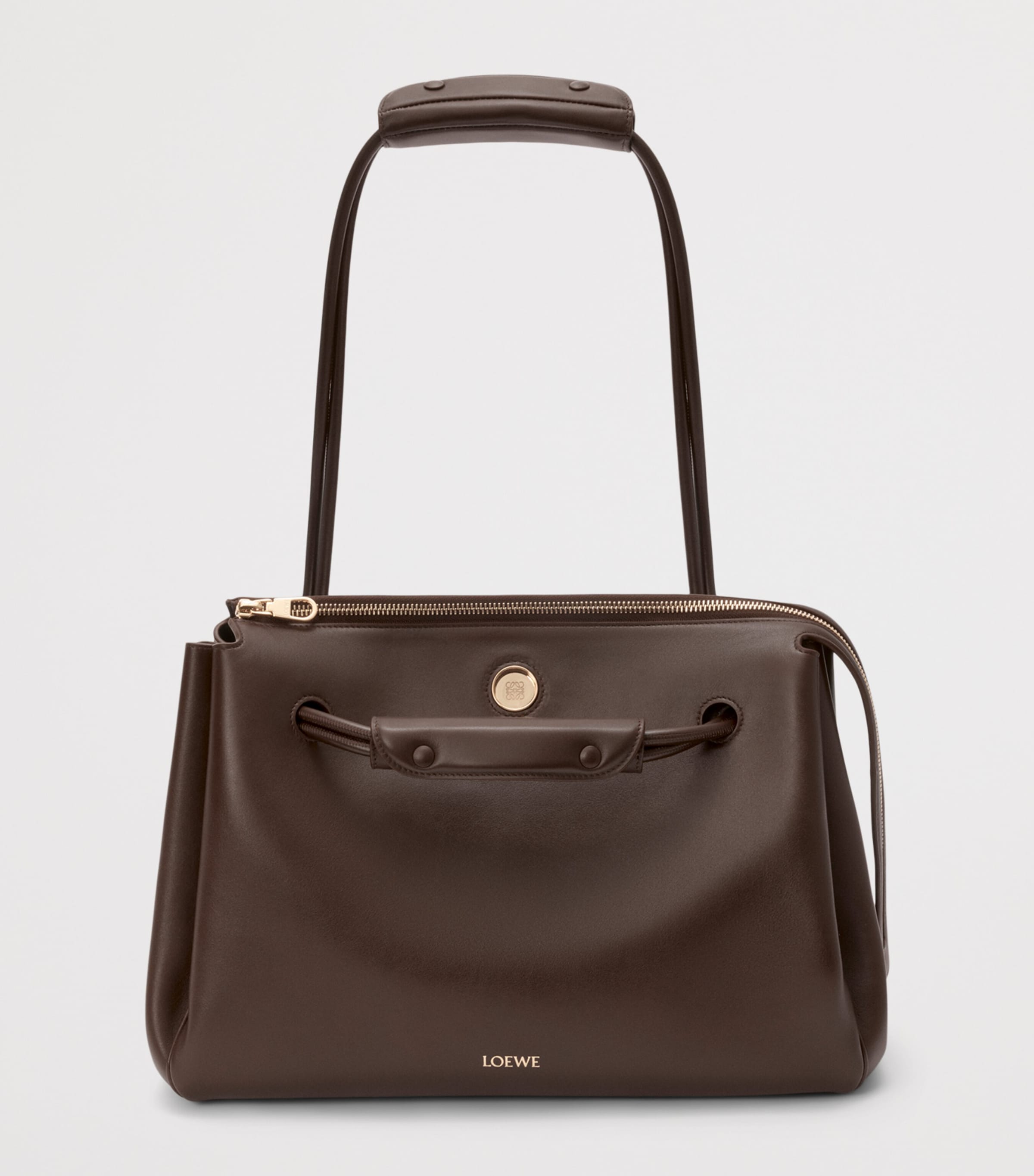 Large Grained Leather Madrid Shoulder Bag DARK CHESTNUT Image 12