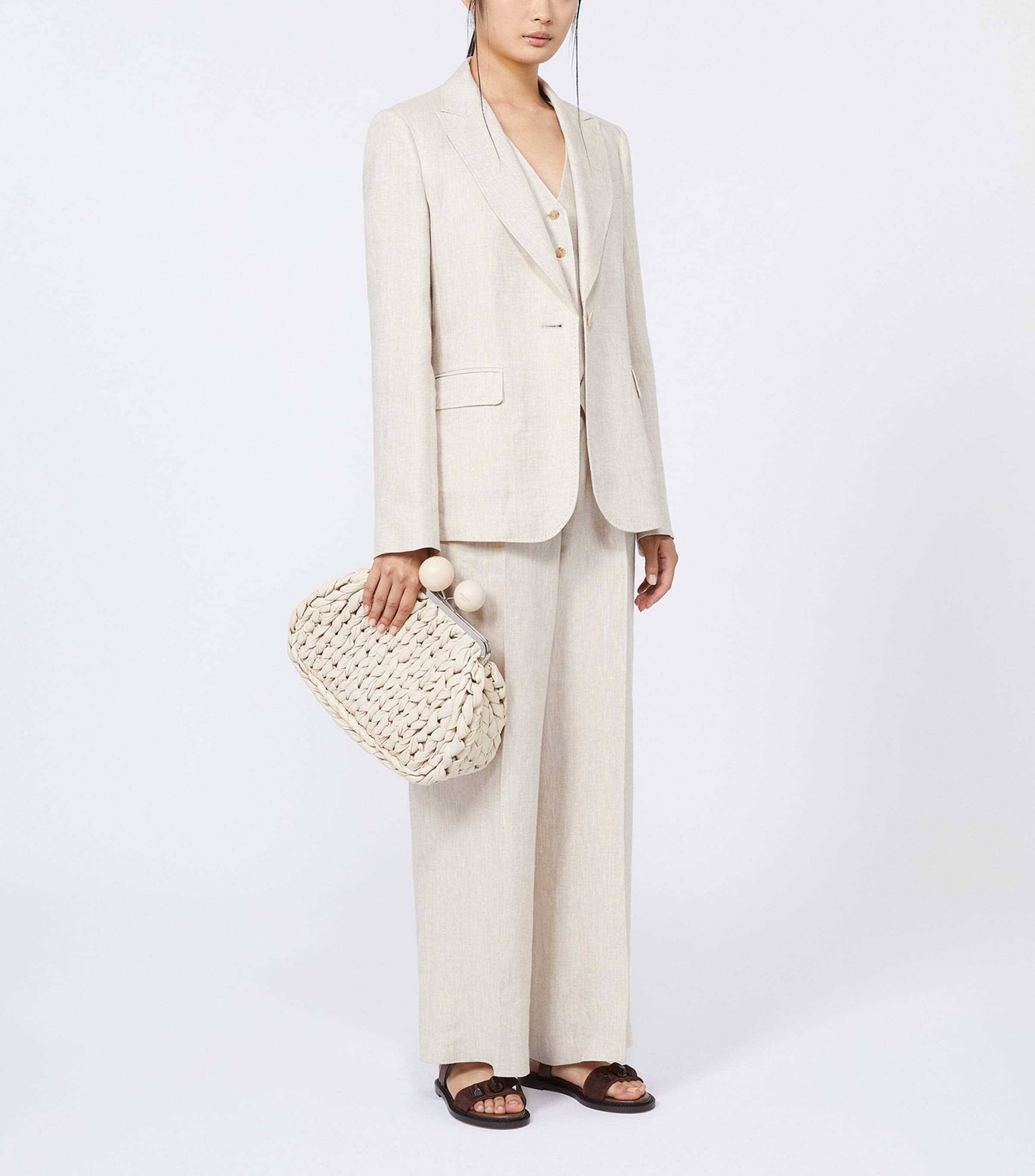 Weekend Max Mara Woven Leather Pasticcino Clutch Bag Ivory Image 2