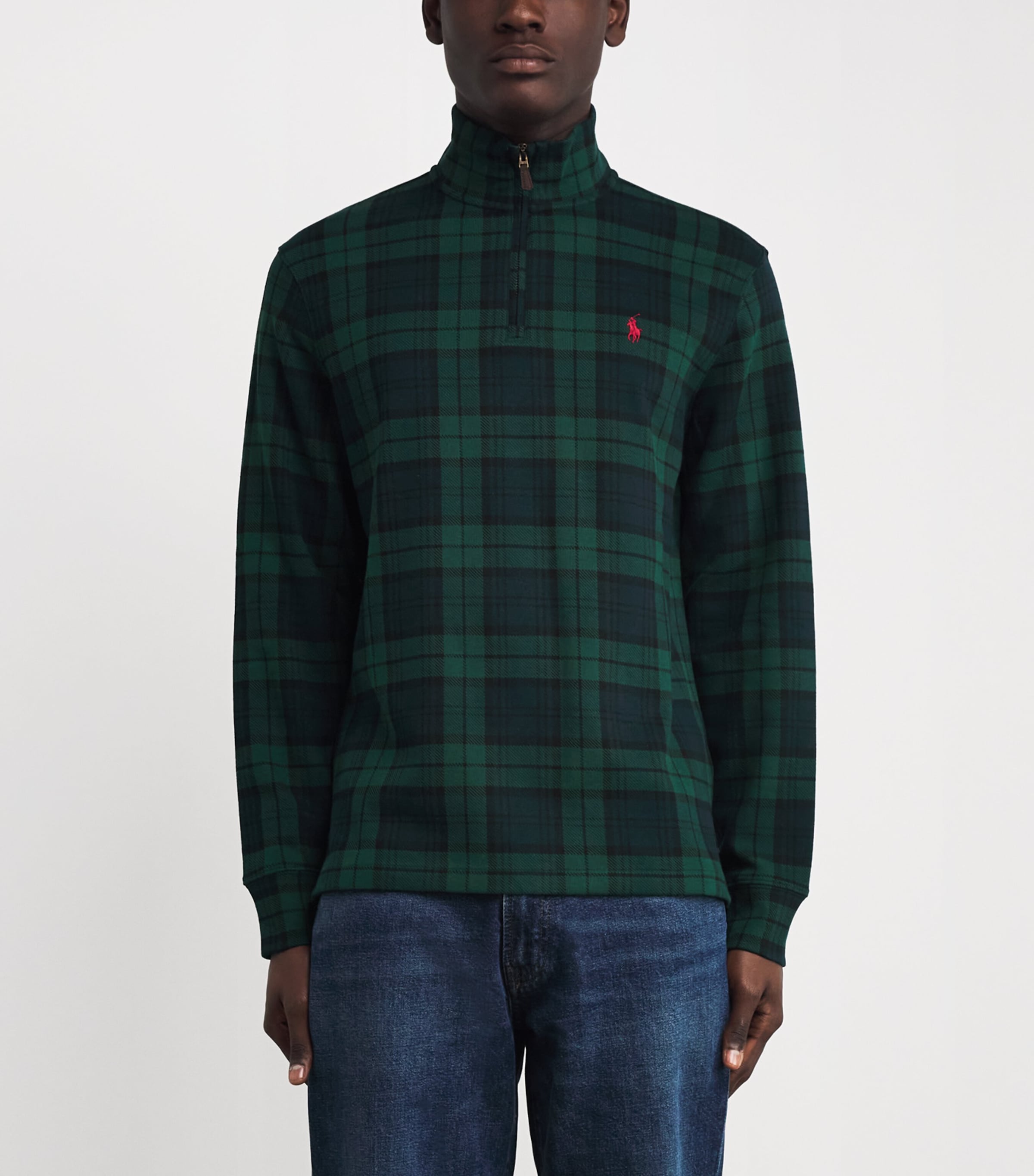 Polo Ralph Lauren Mens Cotton Tartan Quarter-Zip Sweatshirt Image 3
