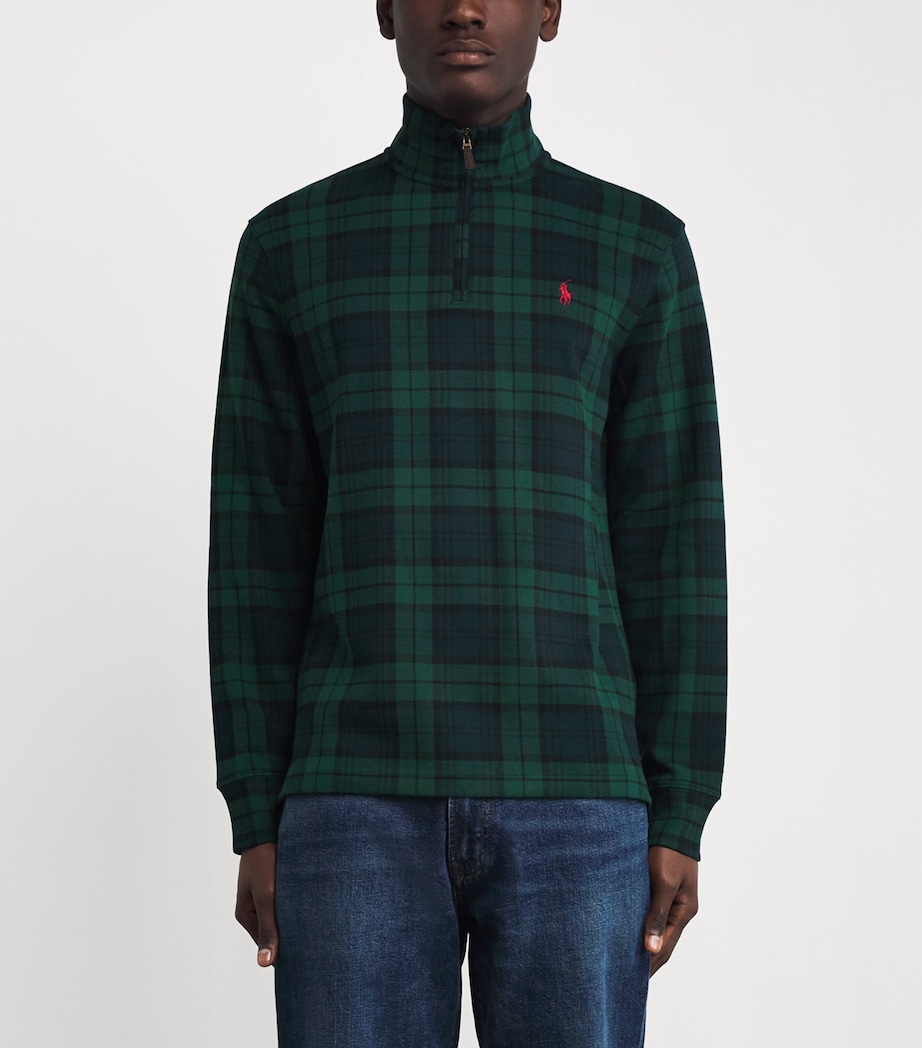 Cotton Tartan Quarter-Zip Sweatshirt MULTI Image 3