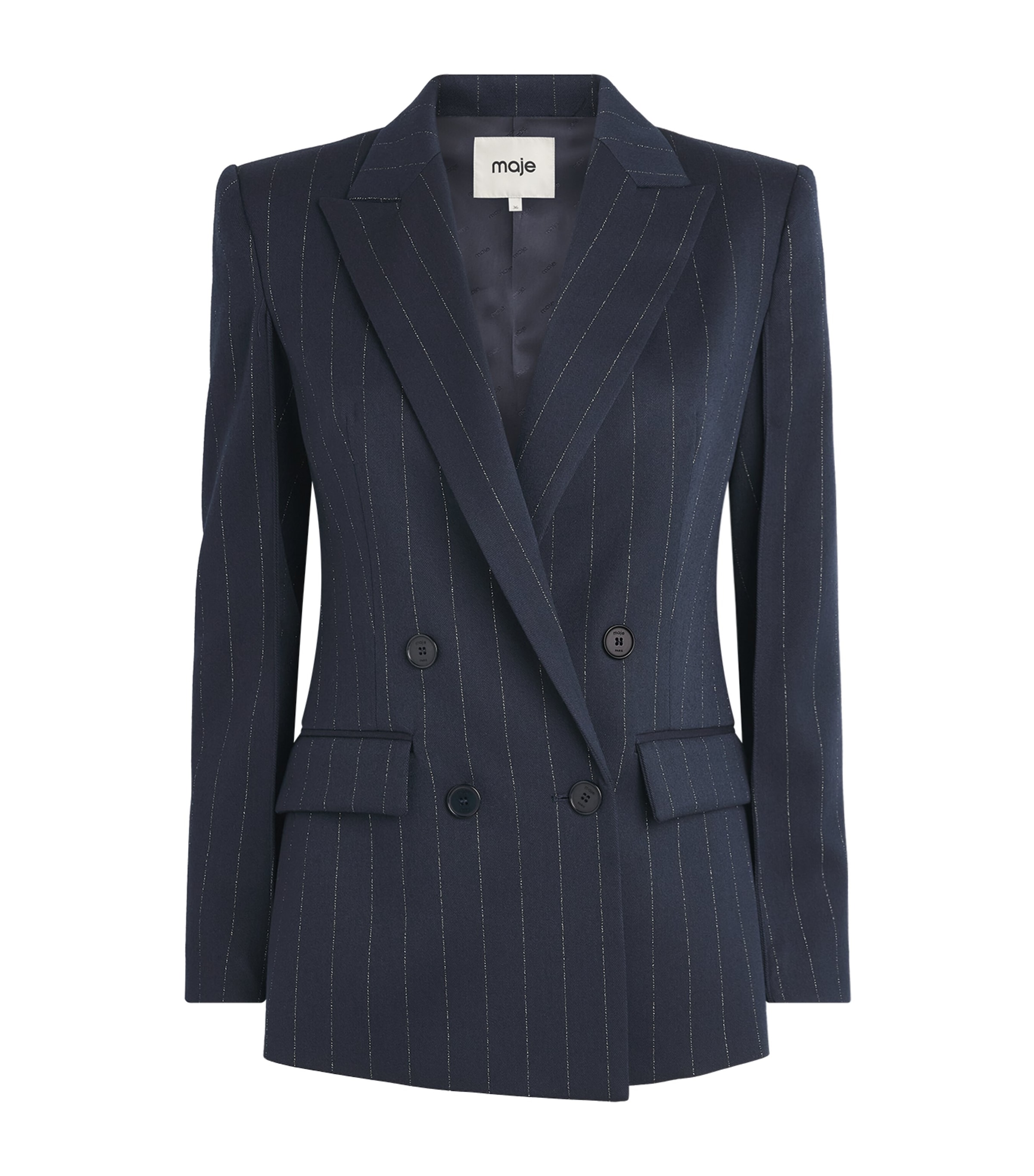 Maje Womens Stripe Suit Jacket Navy Image 1