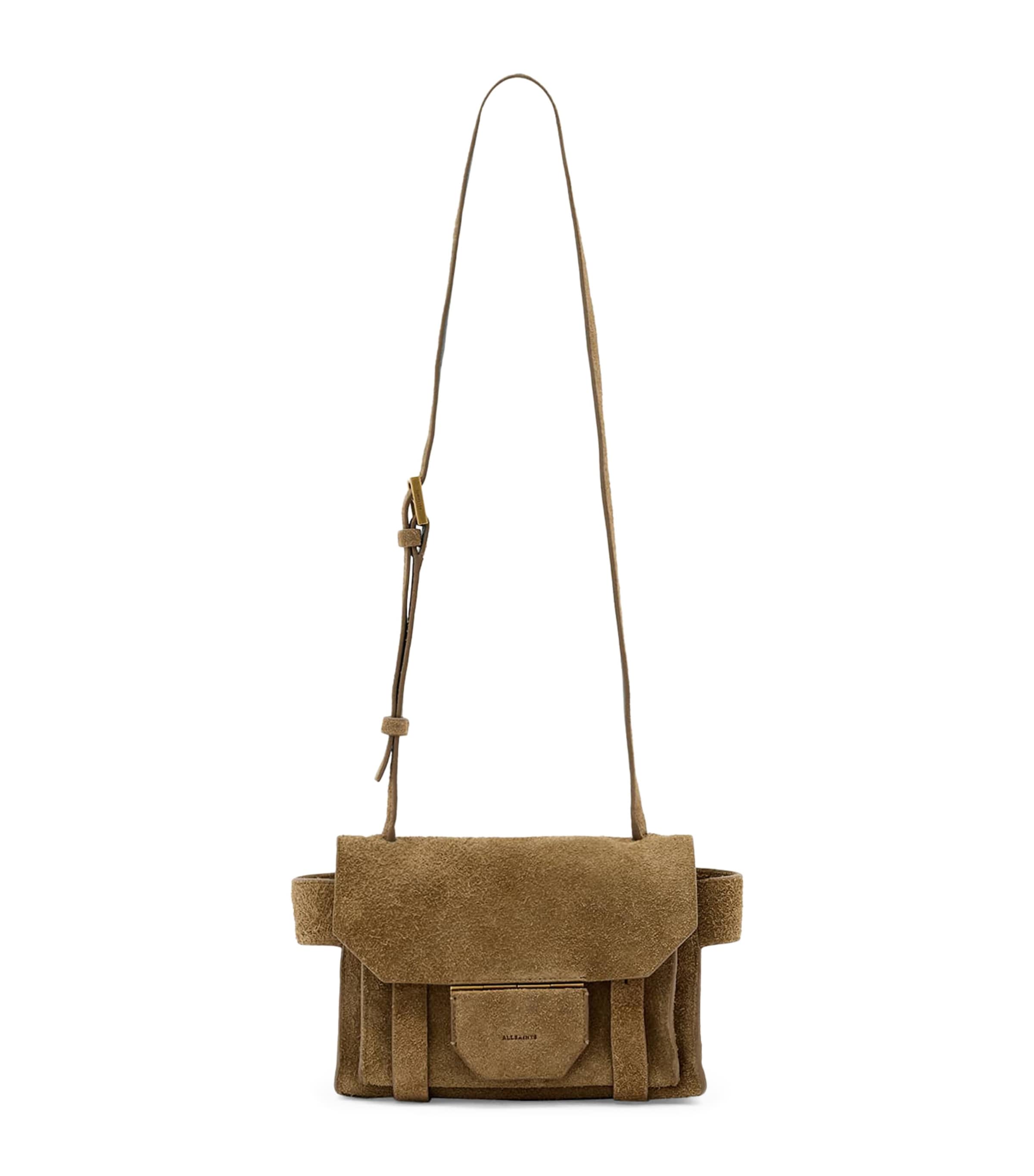 AllSaints Mini Suede Ursa Cross-Body Bag Biscuit Brown Image 1