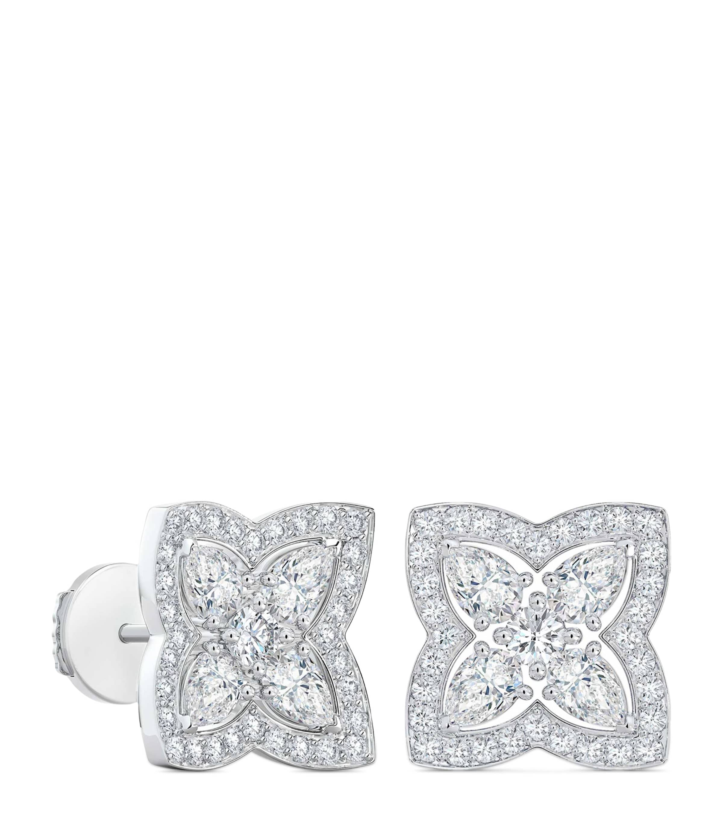 Shop De Beers White Gold And Diamond Enchanted Lotus Stud Earrings