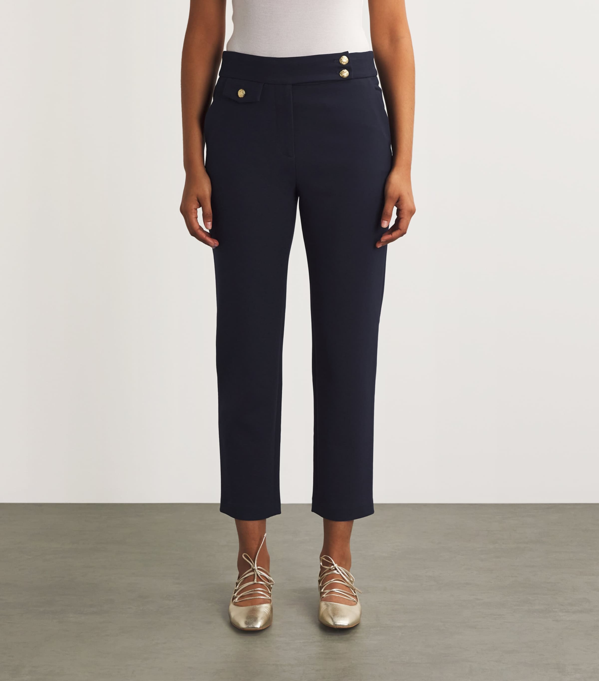 Woven Cropped Renzo Trousers NAVY/GOLD Image 3