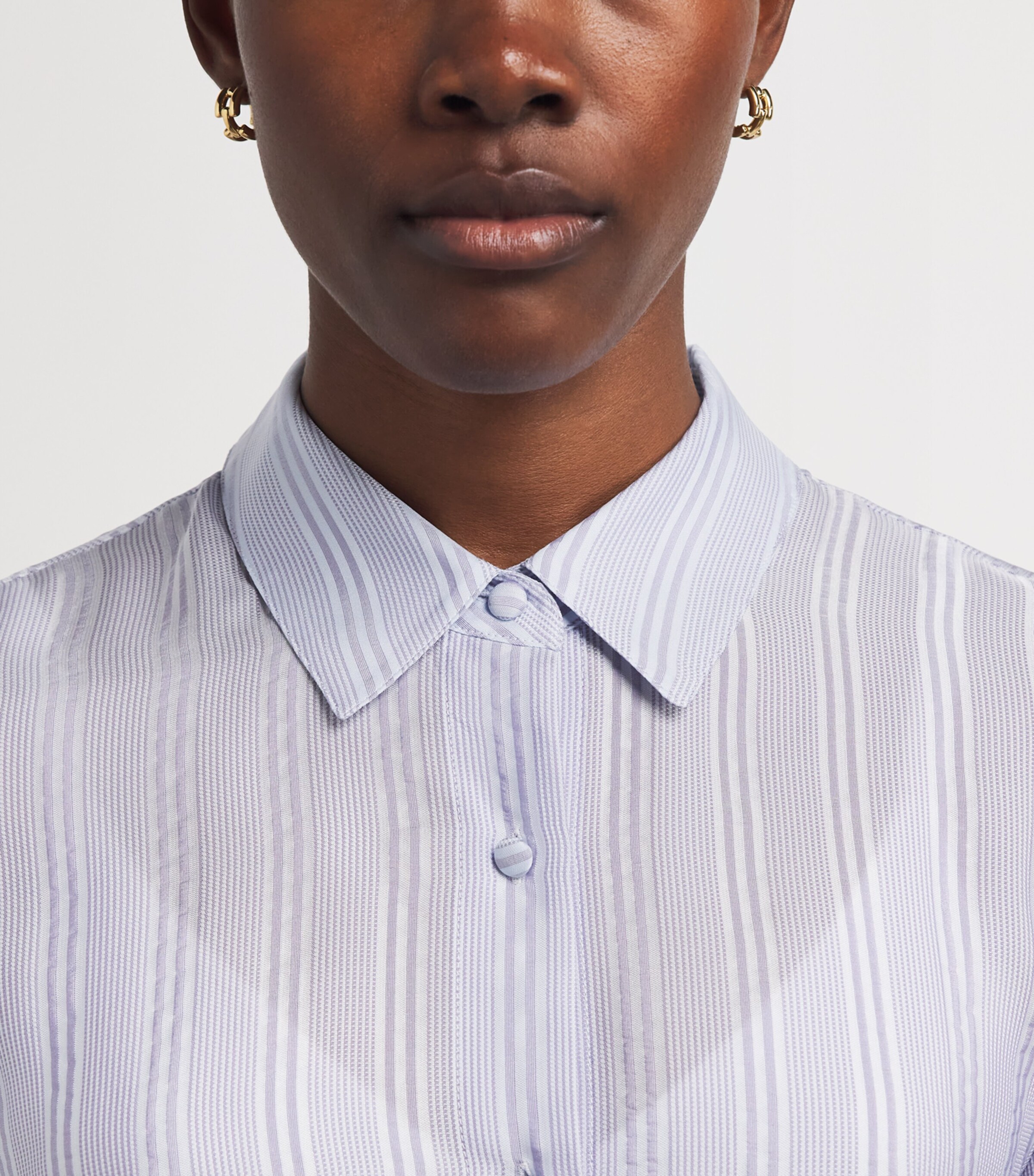 FRAME Womens Silk The Stripe Lace Shirt Chambray Multi Image 3
