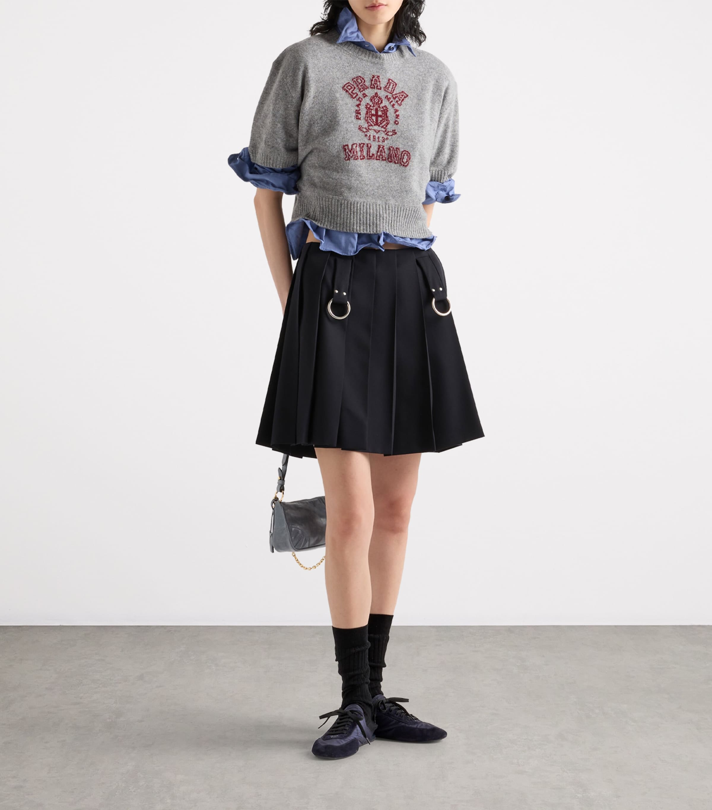 Wool Pleated Mini Skirt F0008 Image 2