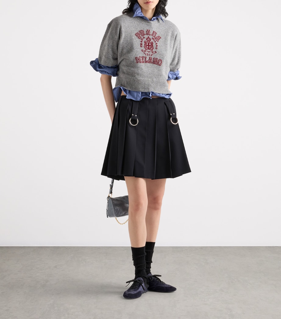 Wool Pleated Mini Skirt F0008 Image 2