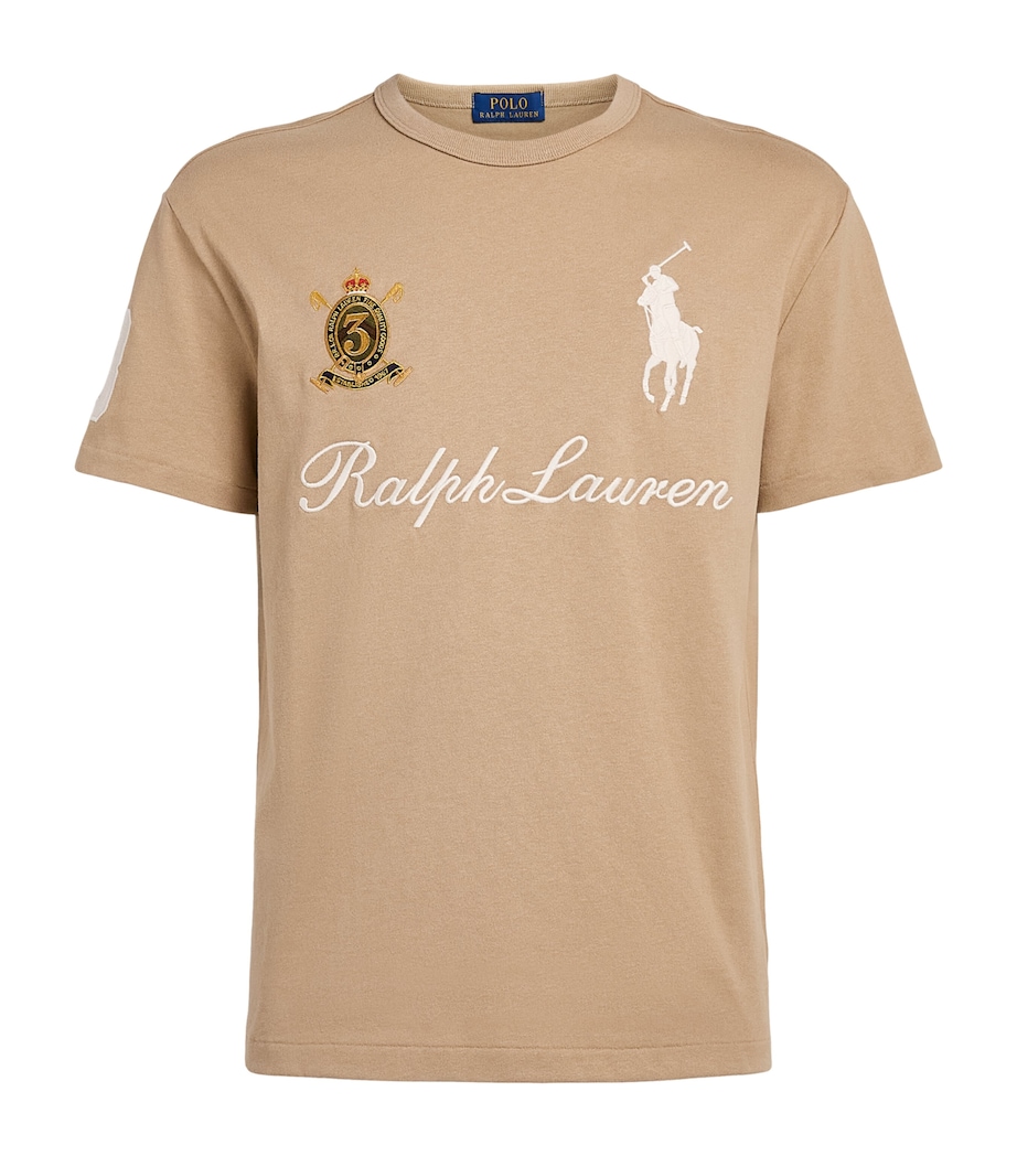 Polo Ralph Lauren Mens Signature Logo T-Shirt Vintage Khaki Image 1