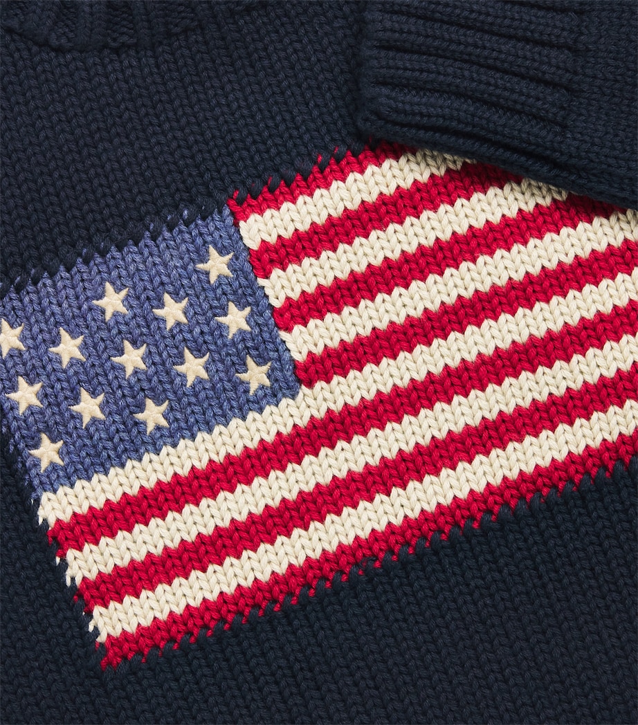 Cotton American Flag Sweater (2-7 Years) HUNTER NAVY Image 3
