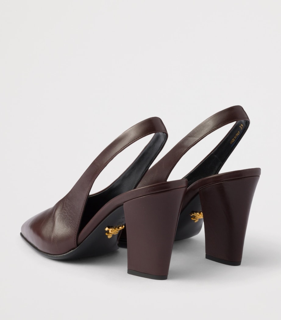 Prada Leather Slingback Pumps 85 Brown Image 5
