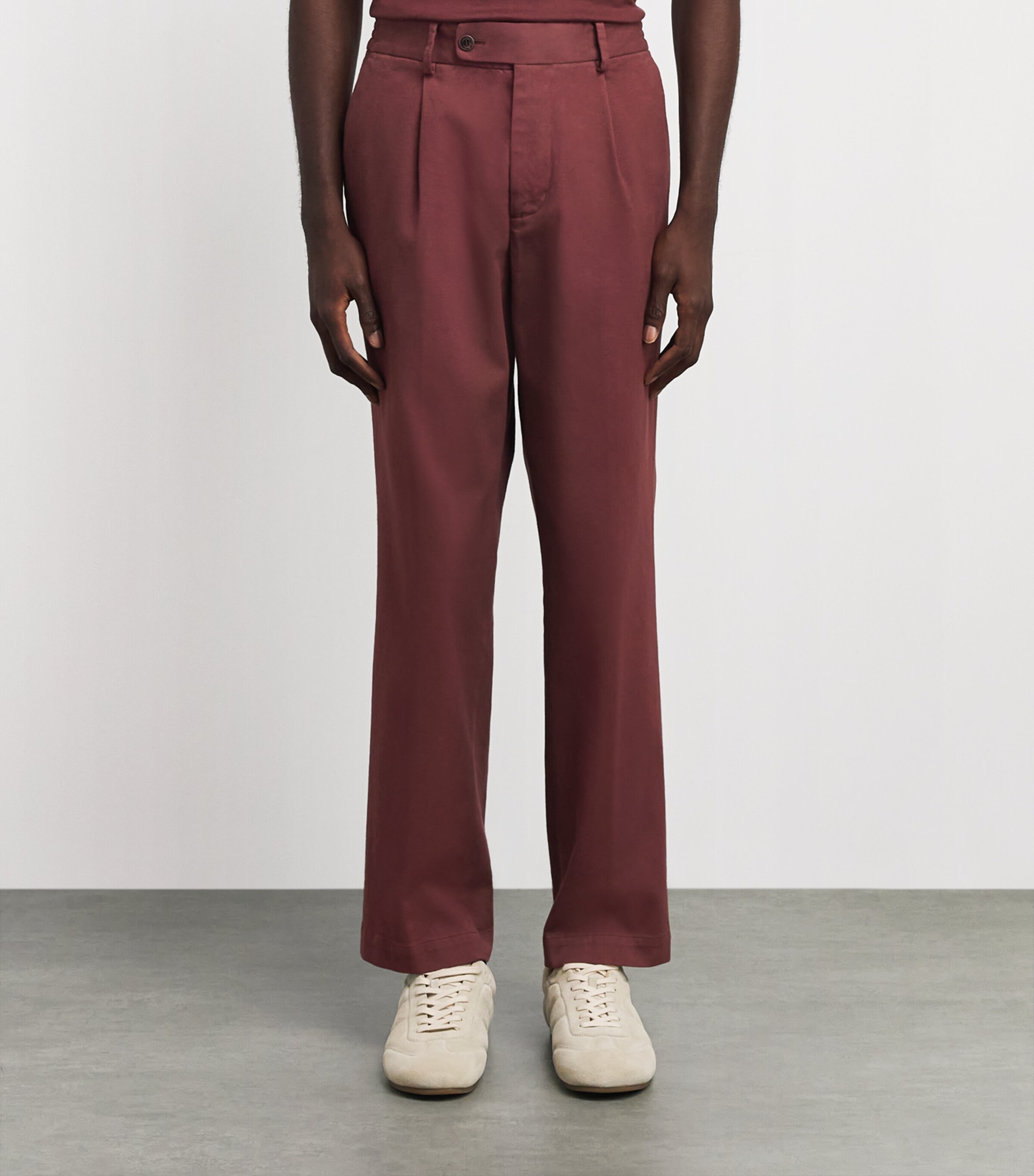 Colombo Mens Pleated Straight Chinos Wine Image 4