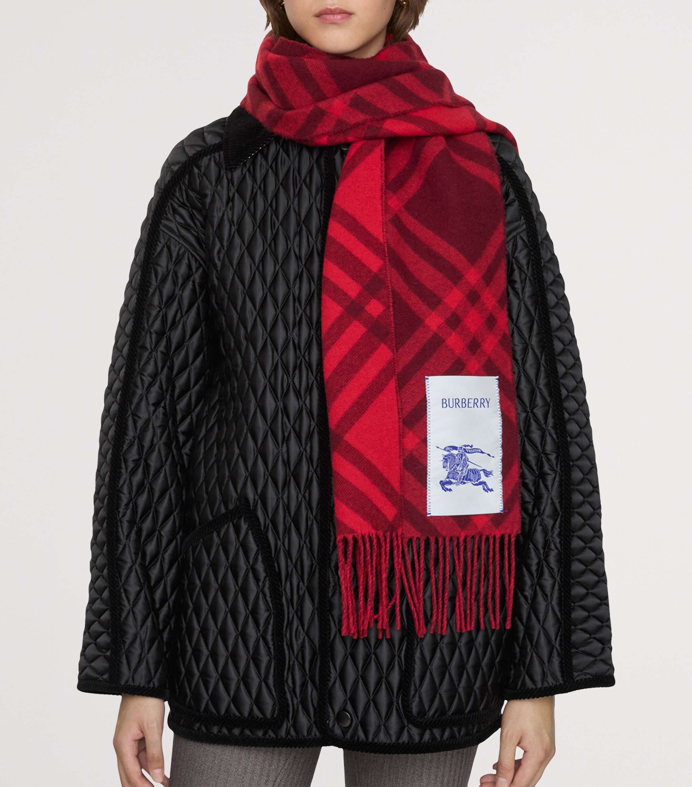 Cashmere Check Scarf OXBLOOD RED Image 3