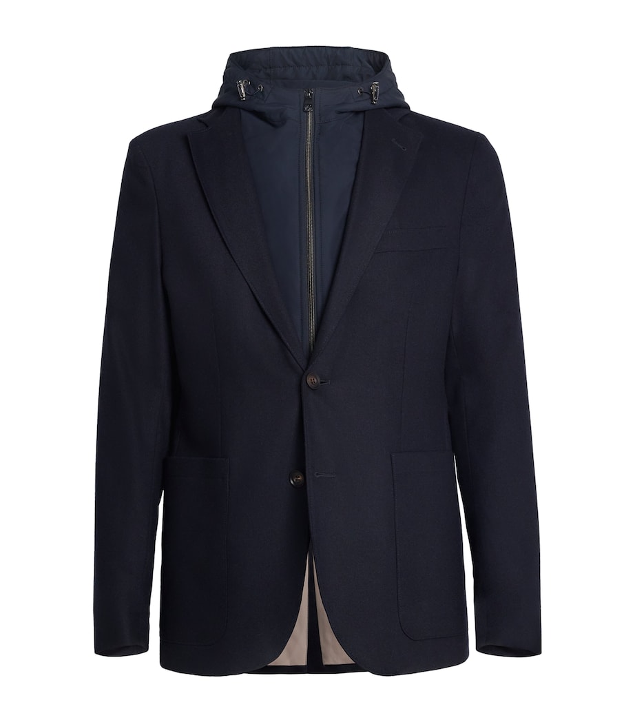 Hooded Wool-Blend Blazer 001 NAVY BLUE Image 1