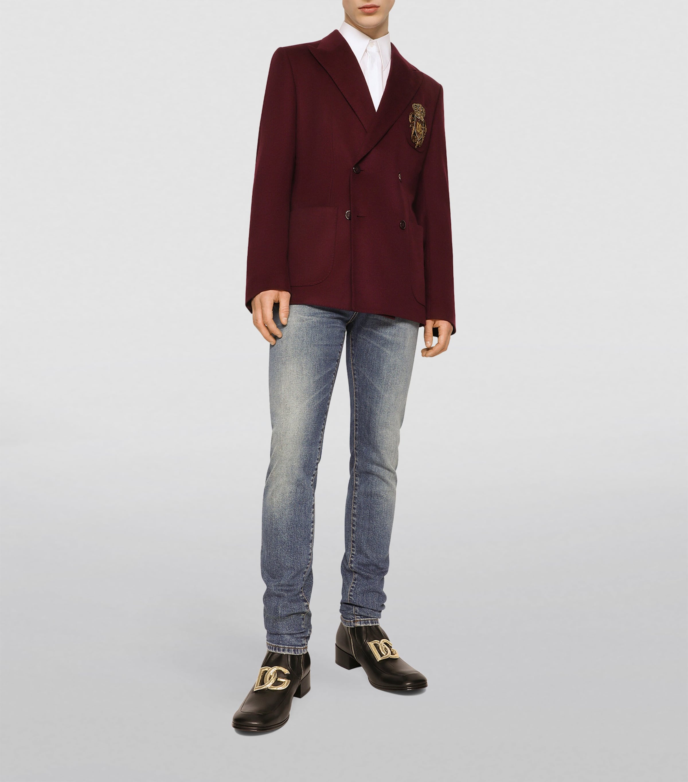 Wool-Cashmere DG Patch Jacket M5039-BROWN-DARK VIO Image 4