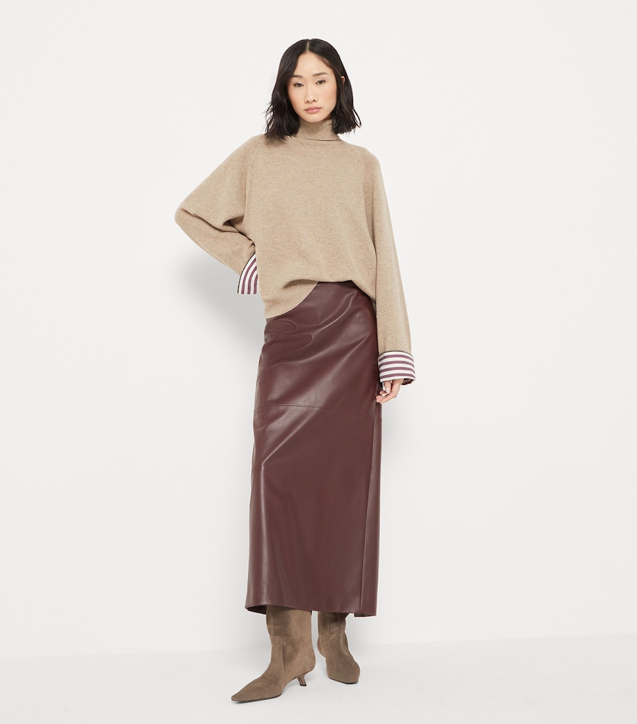 Nappa Leather Column Maxi Skirt C4243 Image 5