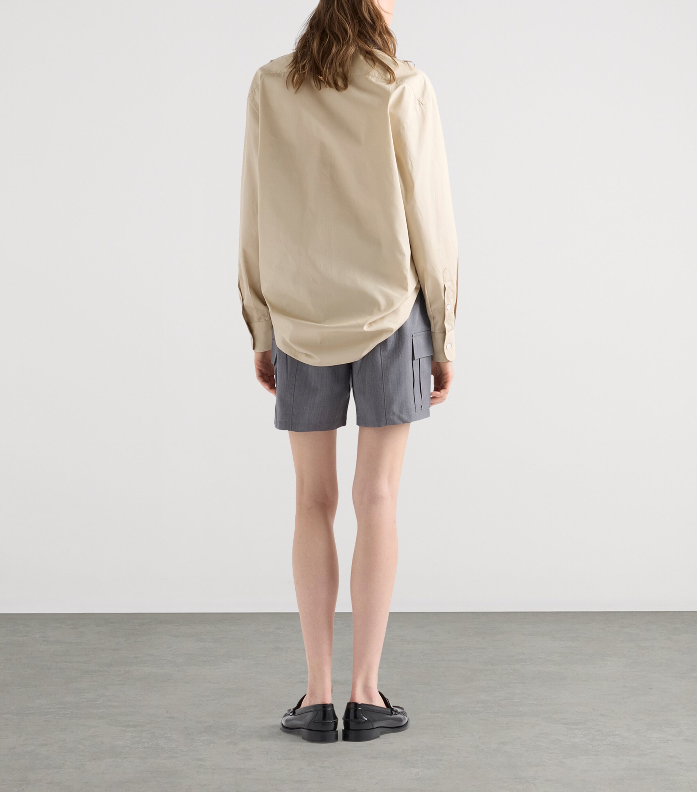 Prada Womens Virgin Wool-Mohair Shorts Grey Image 5