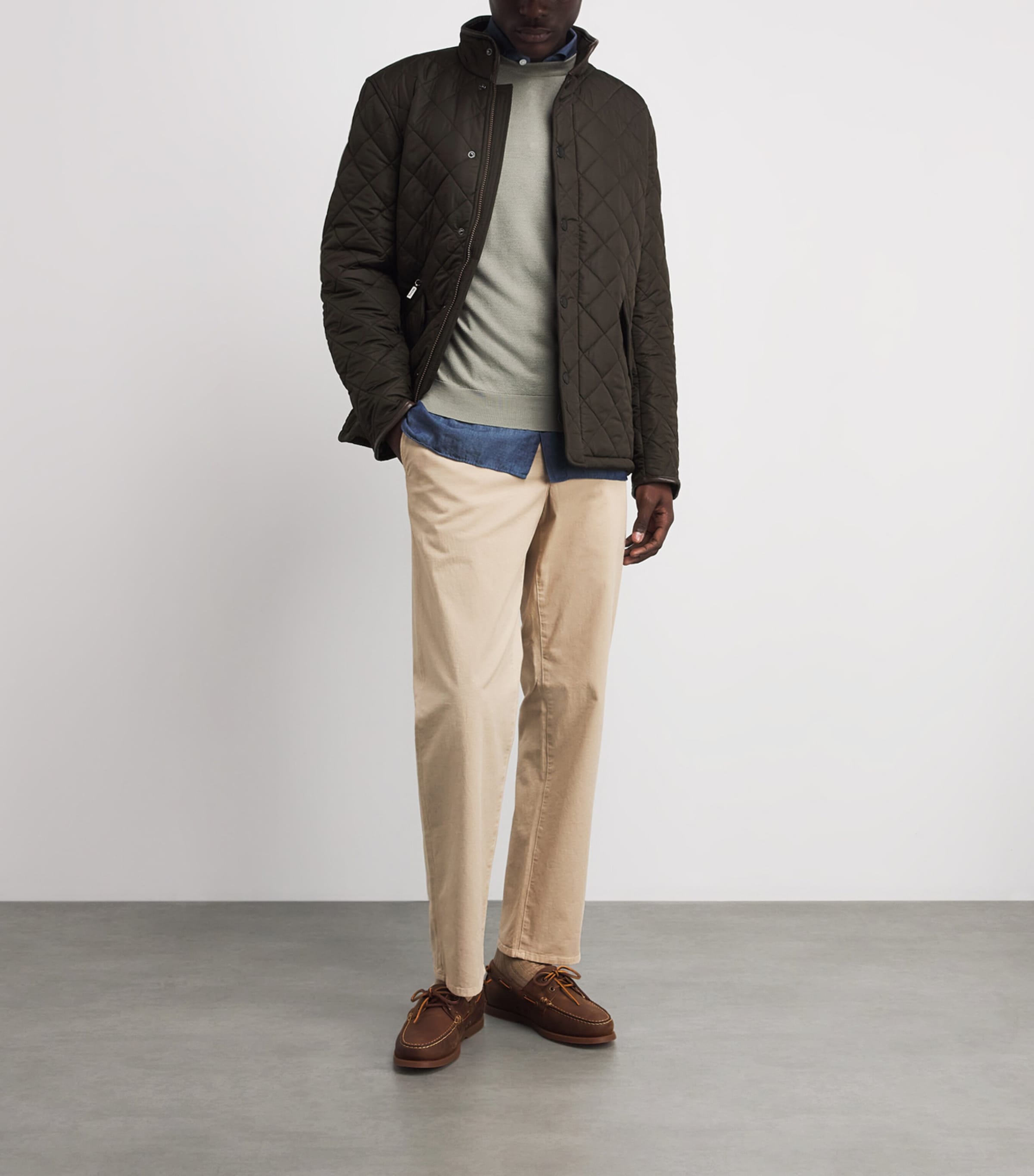 Barbour Mens Quilted Powell Jacket Olive Image 8