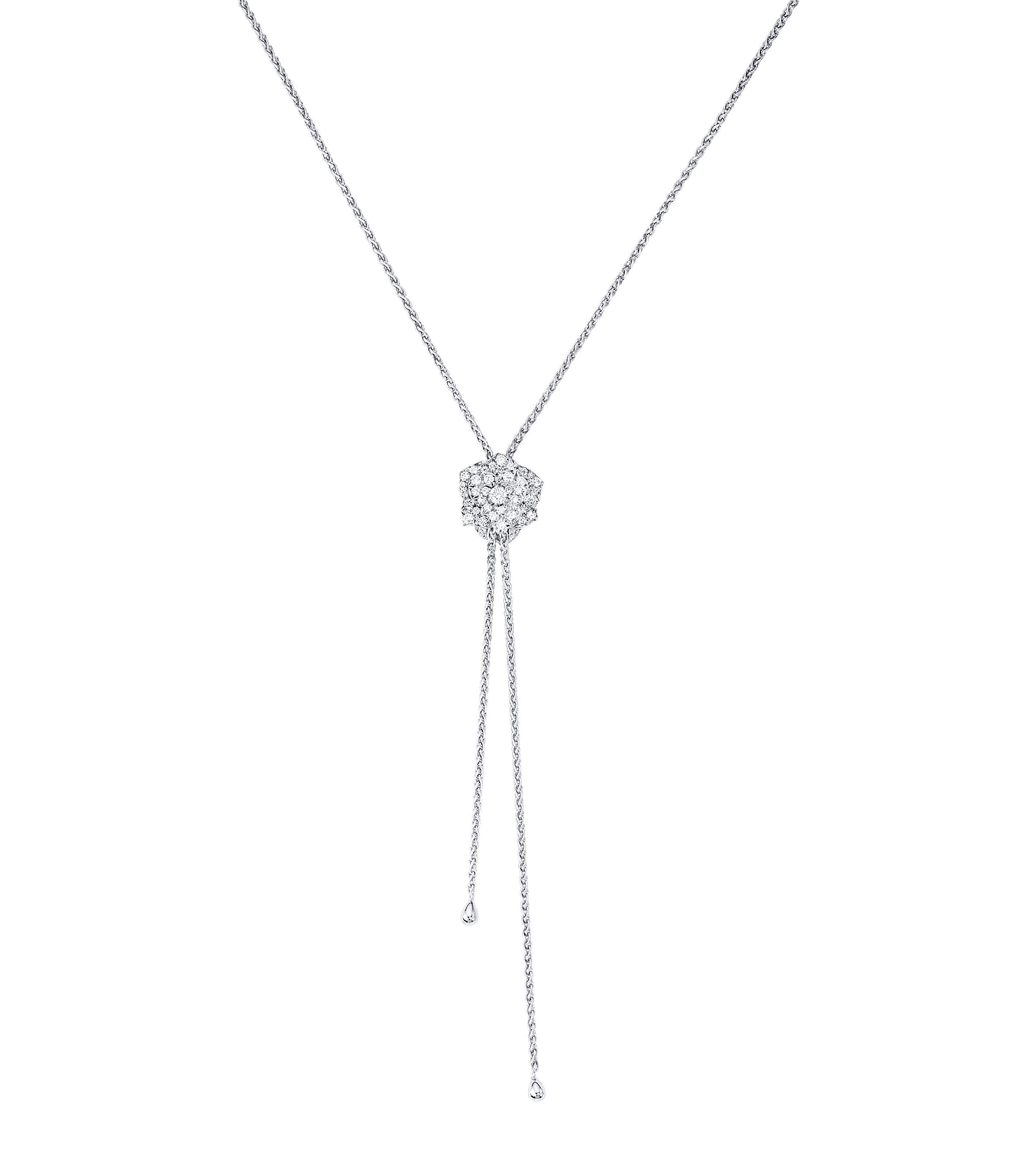 White Gold and Diamond Rose Pendant Necklace GOLD Image 1