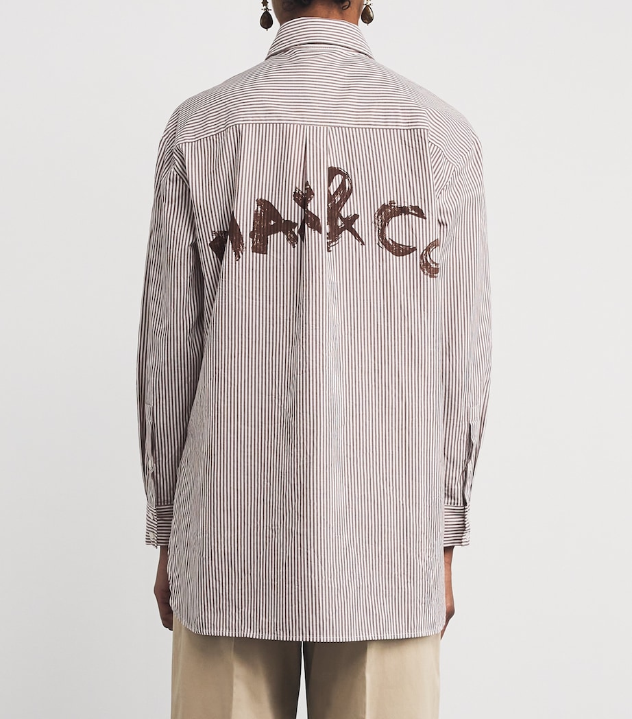 Cotton Stripe Monogram Shirt OPTICAL WHITE Image 4